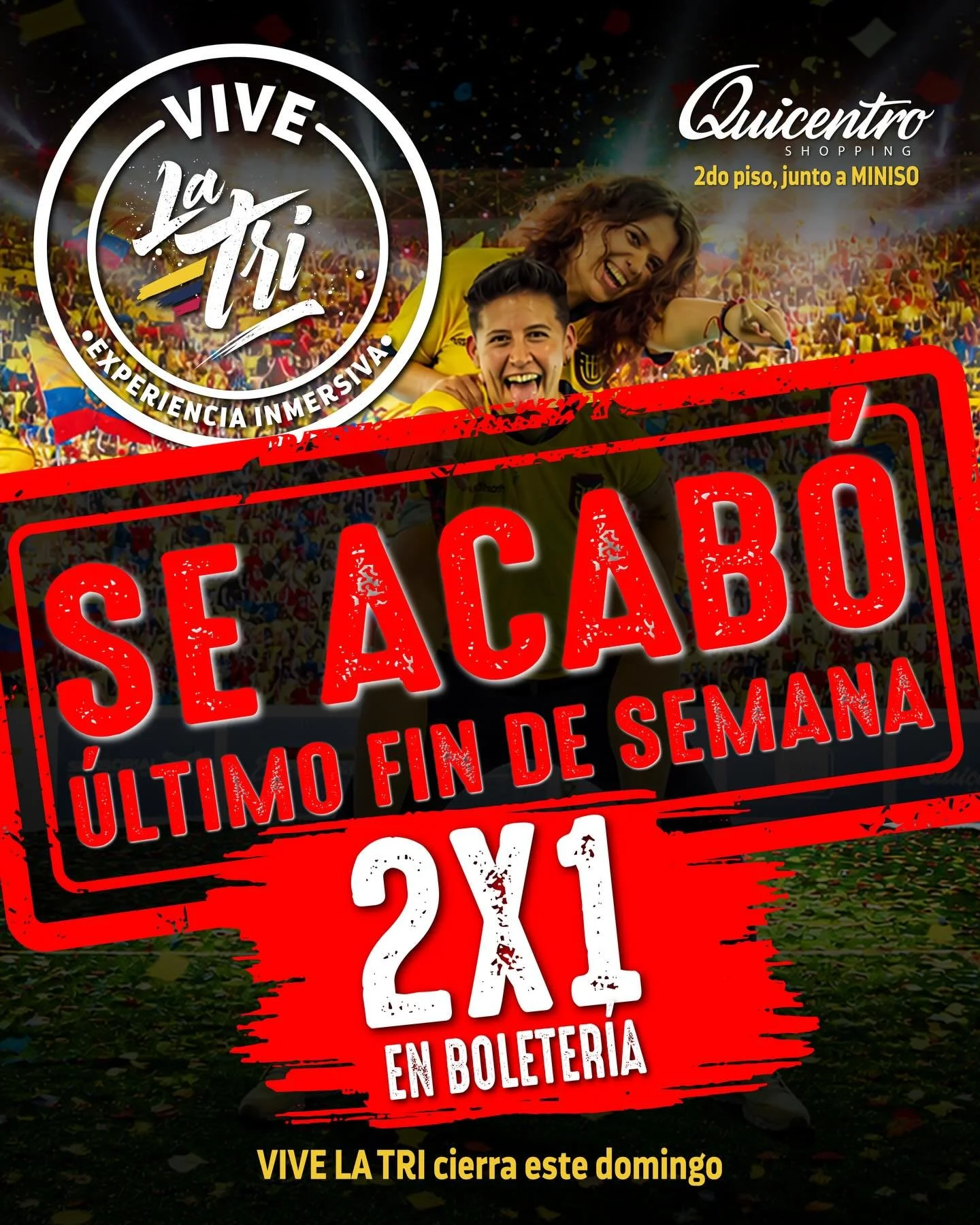 &iexcl;Lo sentimos! Solo los verdaderos hinchas de la Tri compartieron esta emoci&oacute;n. 
&Uacute;ltimo fin de semana en Quito. Quicentro Shopping 2do Piso junto a la copa gigante, (s&iacute;, donde eran los bolos).
El camerino, el t&uacute;nel,