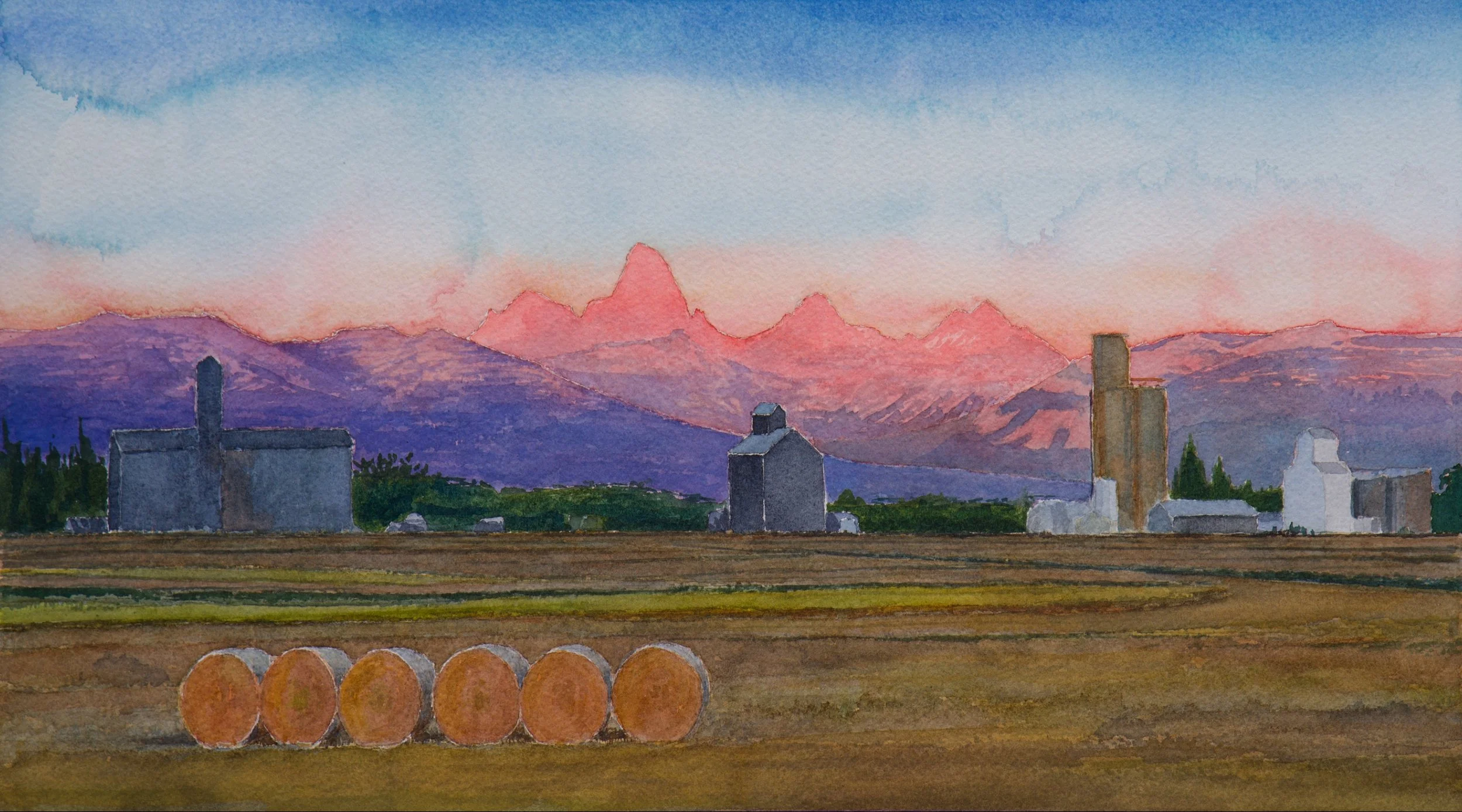 Tetons from the Pond - 2022,
9x16 inches,
watercolor