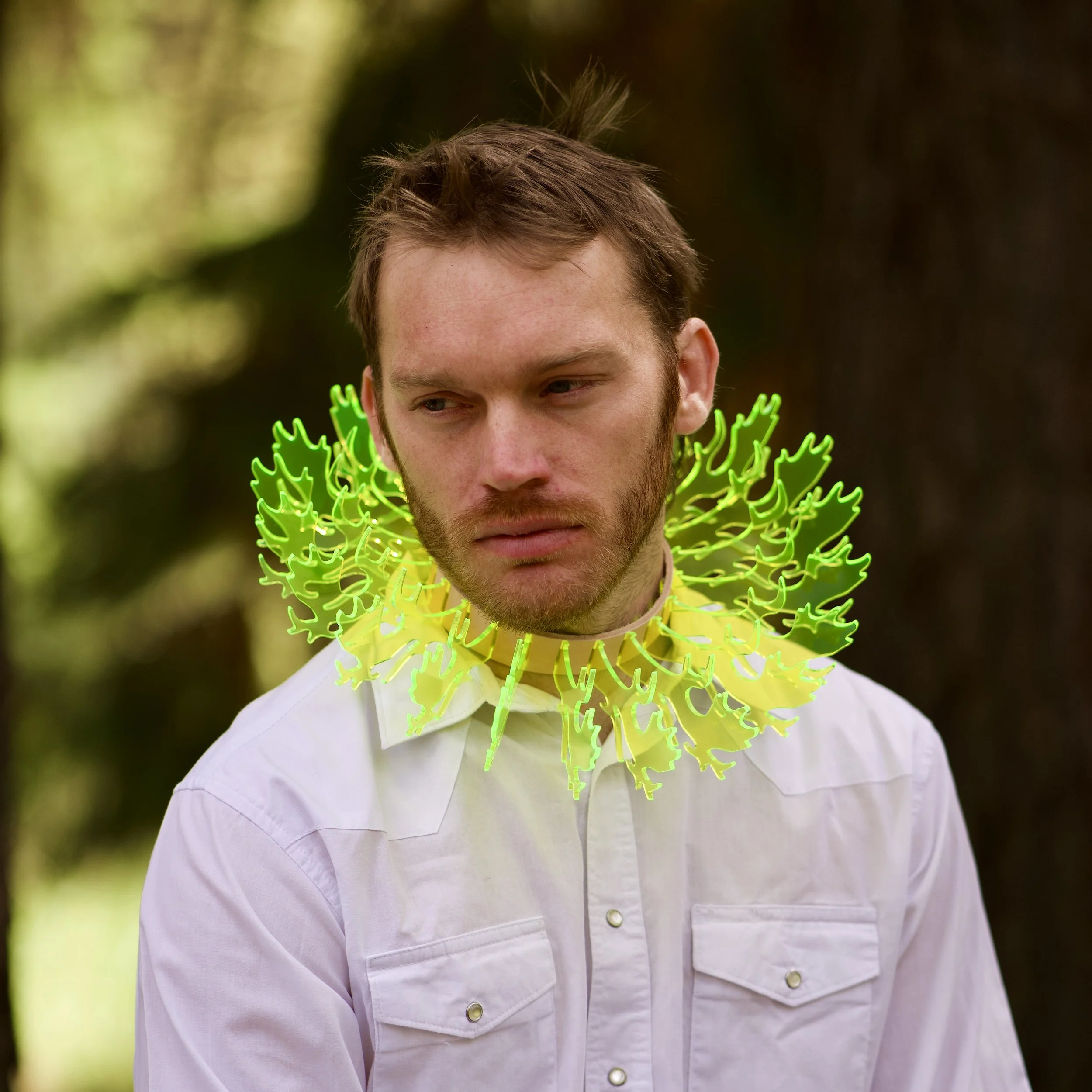 Antler Rough Collar - 2021,
16x16x5 inches,
acrylic and leather