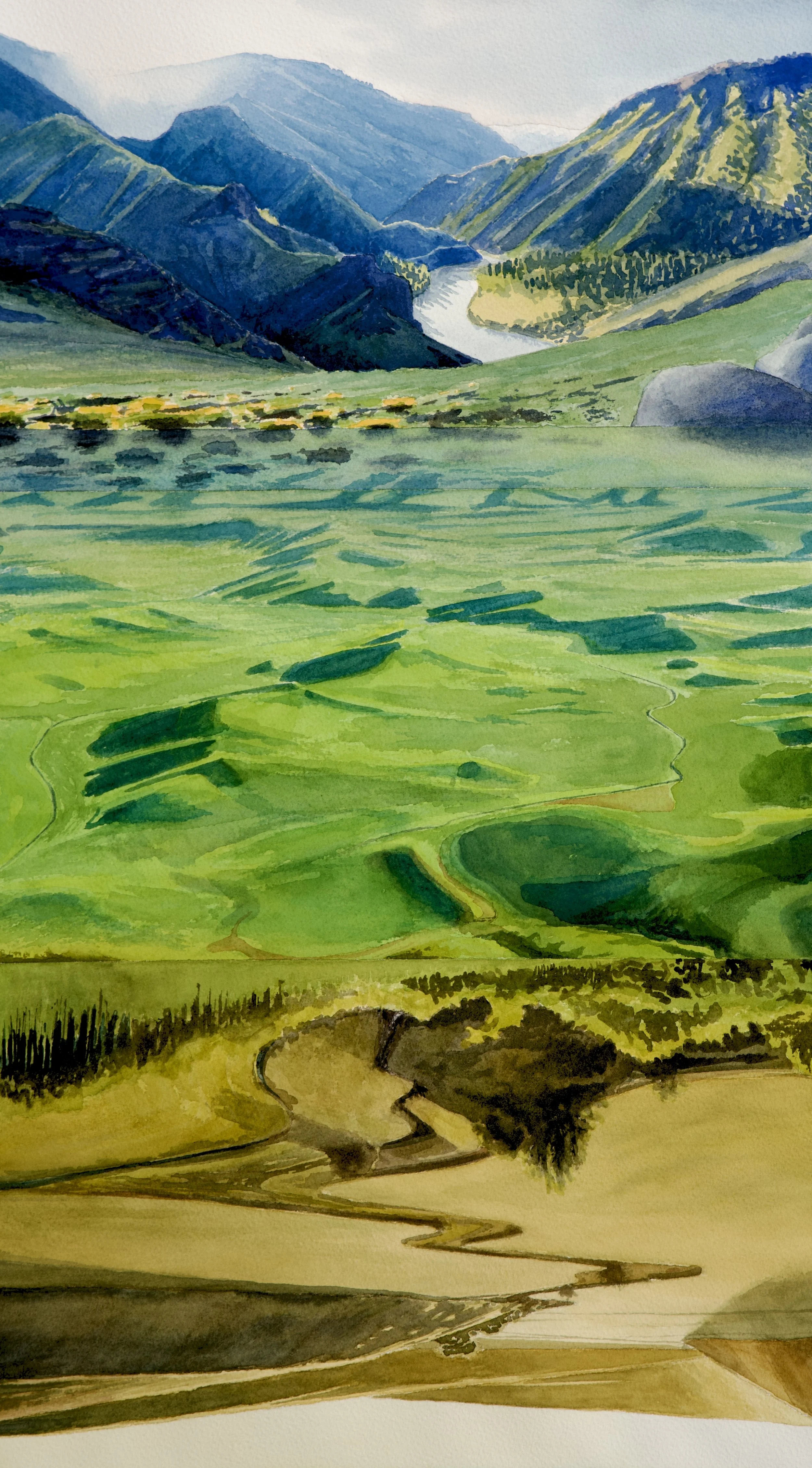 Landscape Scroll No. 1 - 2025,
13.5x24 inches,
watercolor