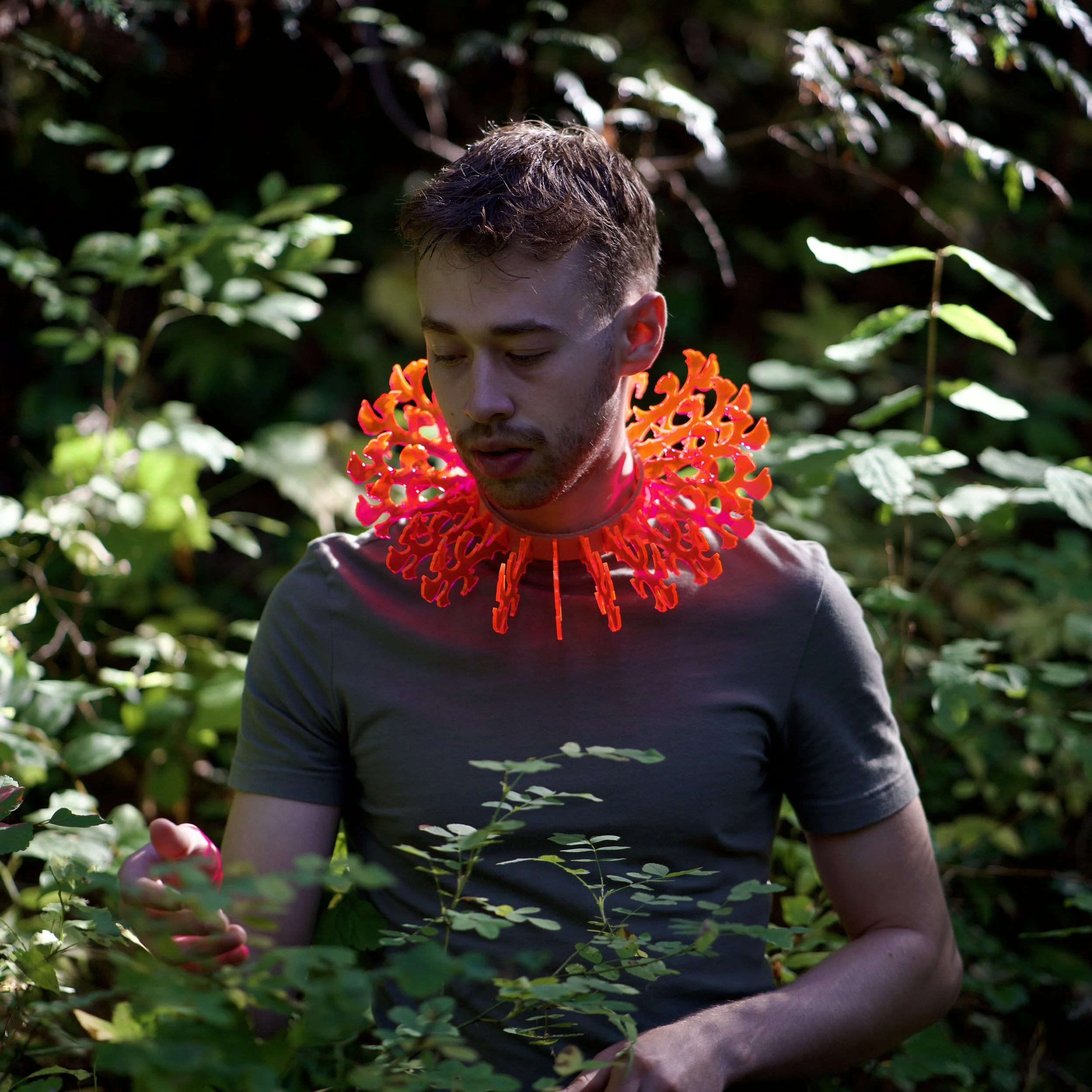 Peony Rough Collar - 2021,
16x16x5 inches,
acrylic and leather