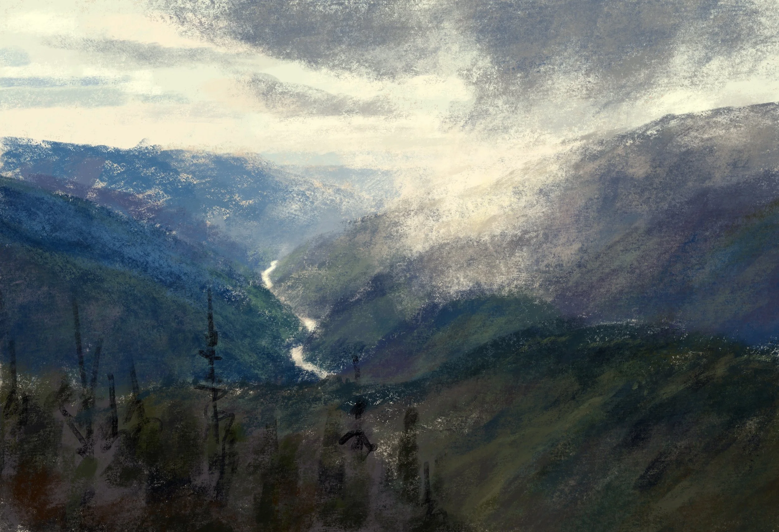 Storm over the Salmon - 2021,
digital painting