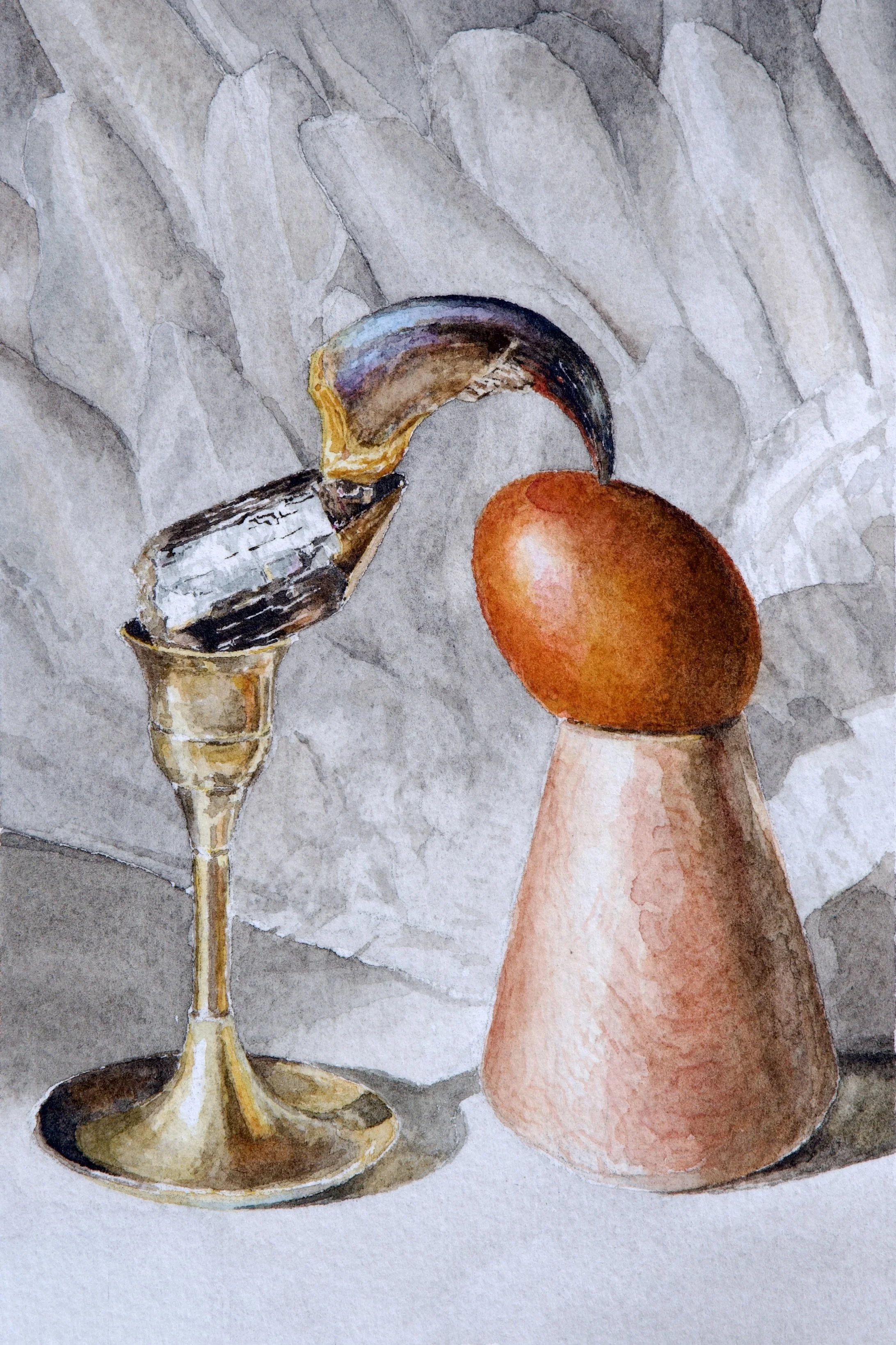 Swan Wing Still Life - 2021,
4x6 inches,
watercolor