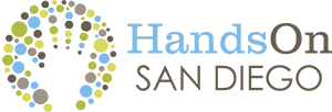 Logo with a circular design made of dots and the text 'Hands On San Diego' next to it.