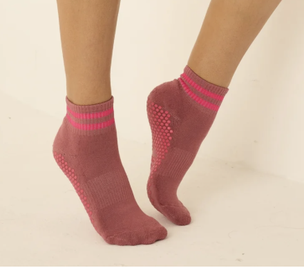 Rose and Pink striped crew sock - Lucky Honey
