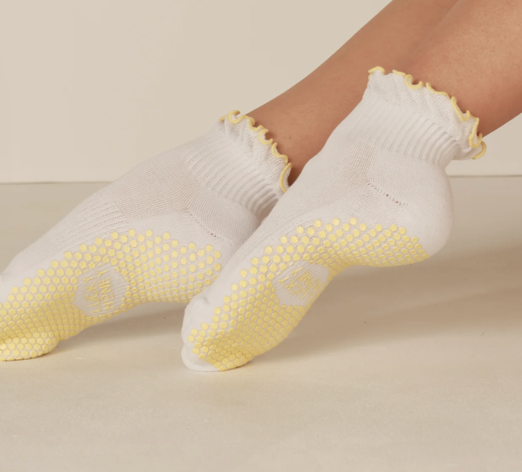 White with Yellow ruffle sock- Lucky Honey