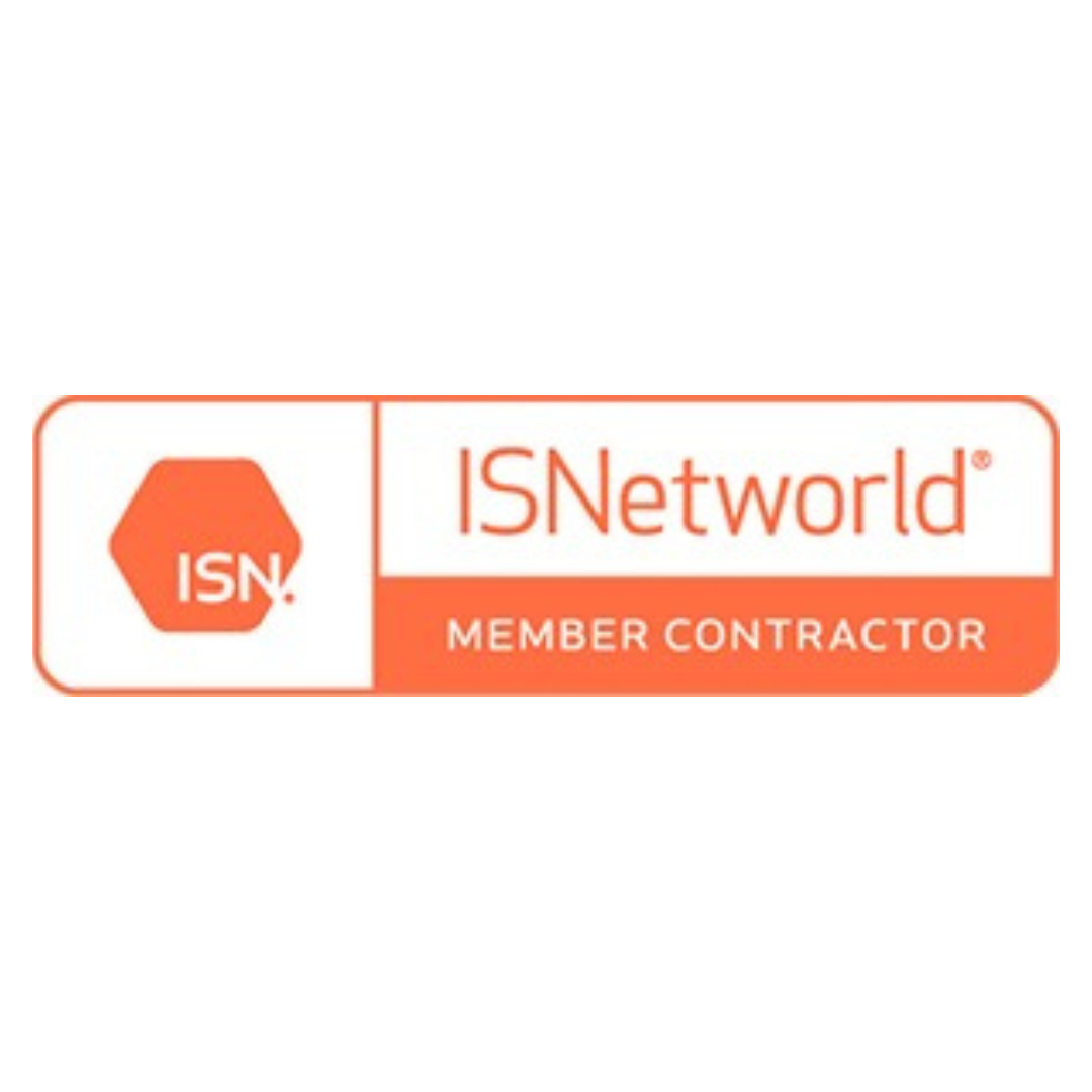 ISN Network Member Contractor badge with orange and white logo and text.