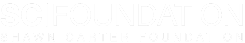 Logo of the Shawn Carter Foundation with black background and white text.