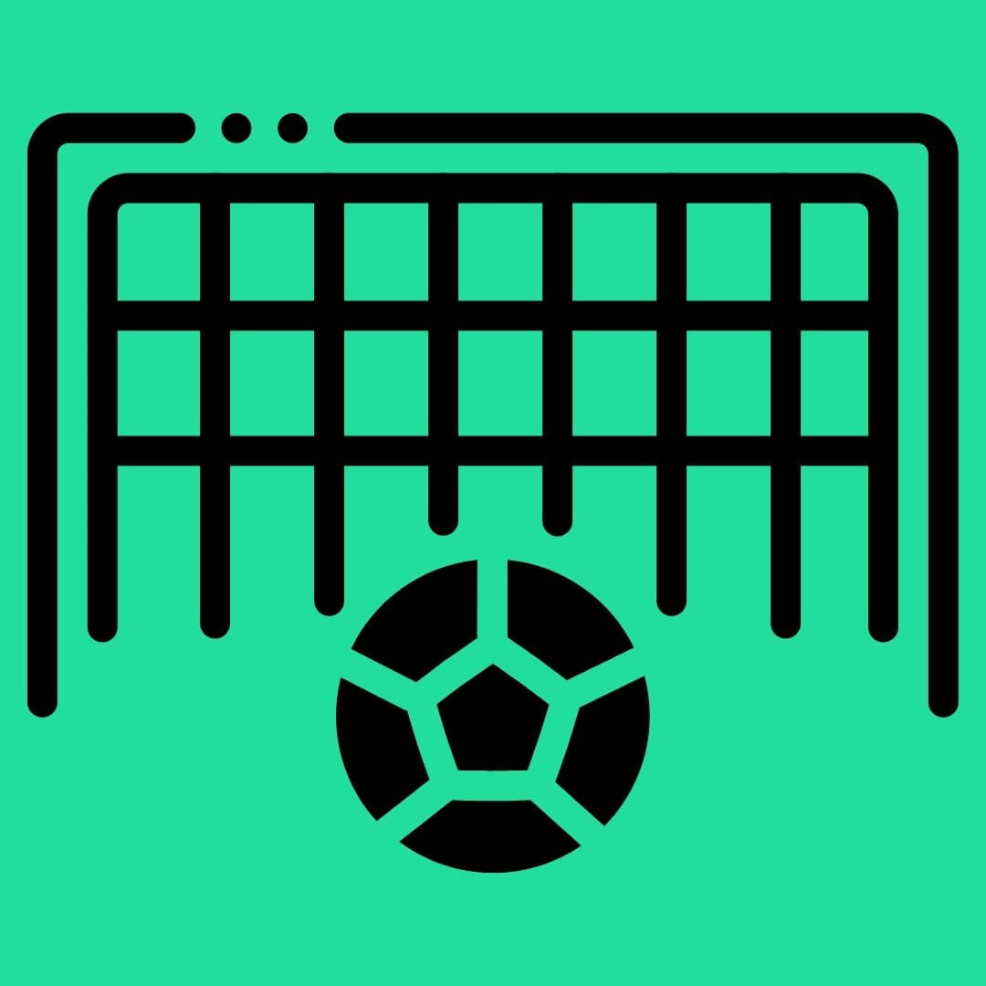 Black line art of a futsal goal with a futsal ball in front, symbolizing the BEARS Futsal value "Train With Purpose" -- focused, skill-driven training sessions to improve performance.