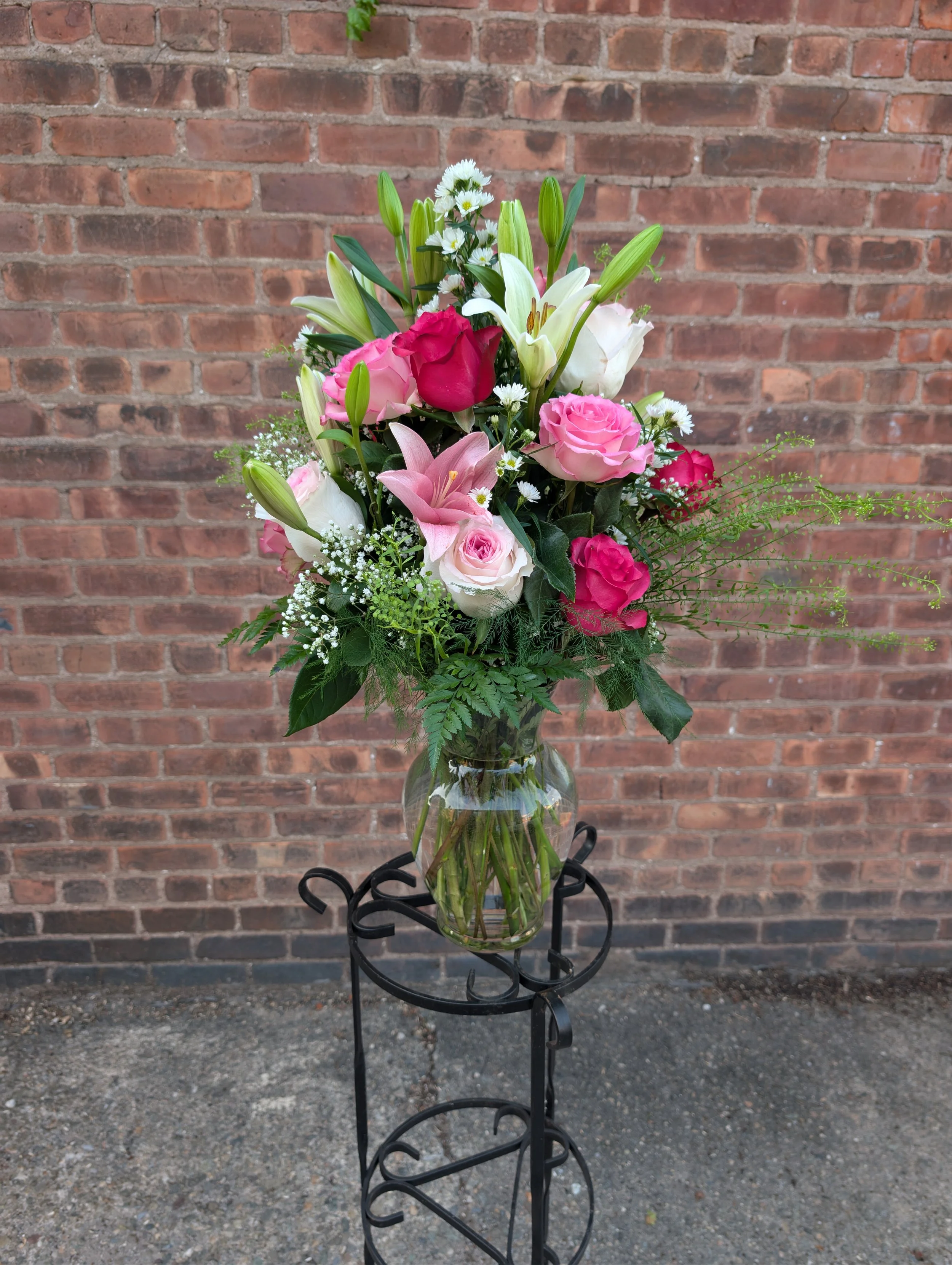 Blushing Roses and Lilies