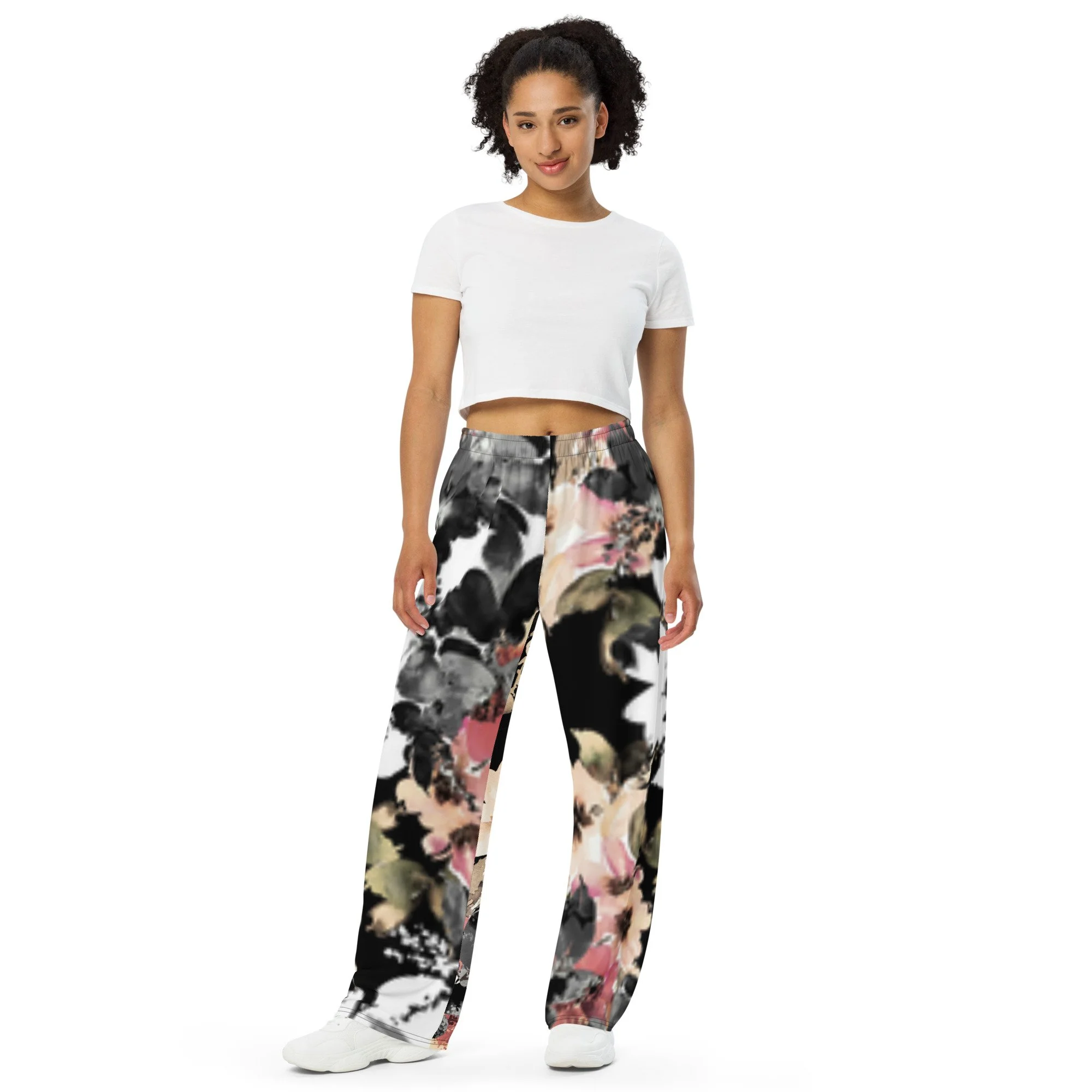 Floral wide-leg pants