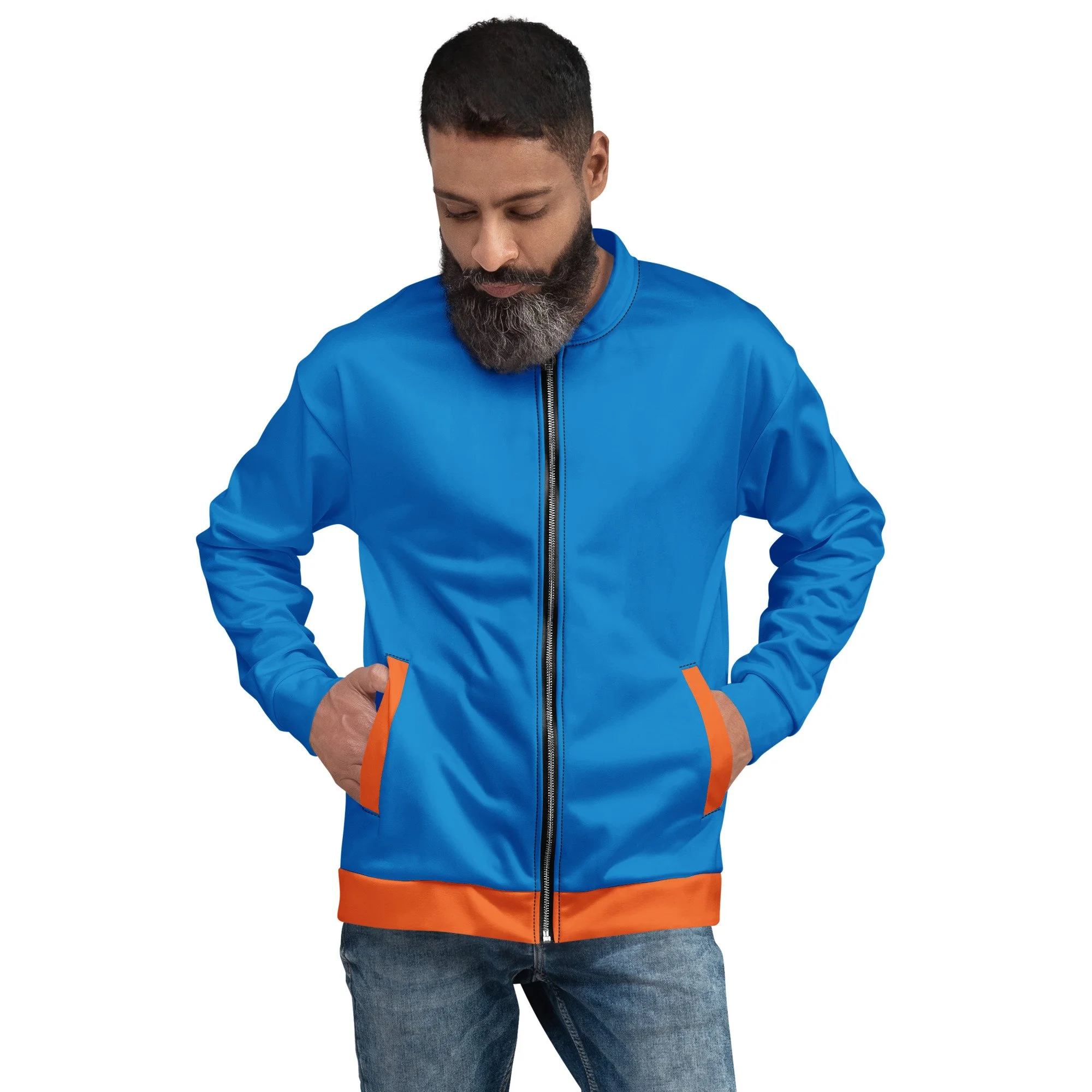 Blue & Orange Unisex Bomber Jacket