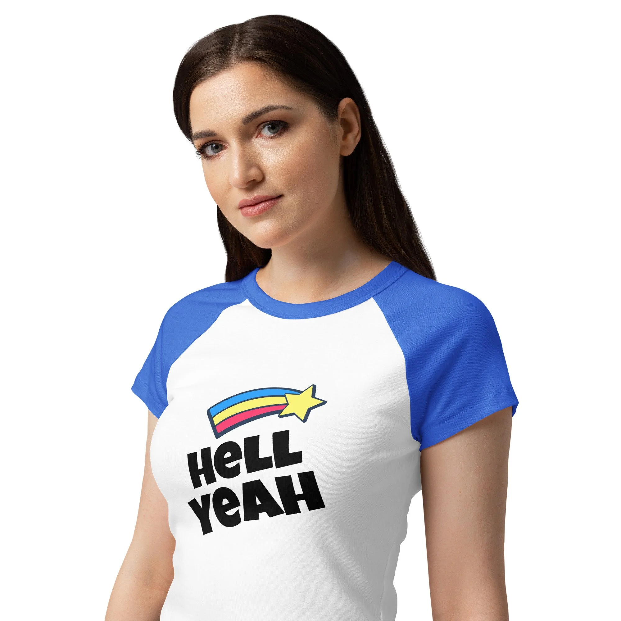 Women’s "Hell yeah" micro rib raglan baby tee
