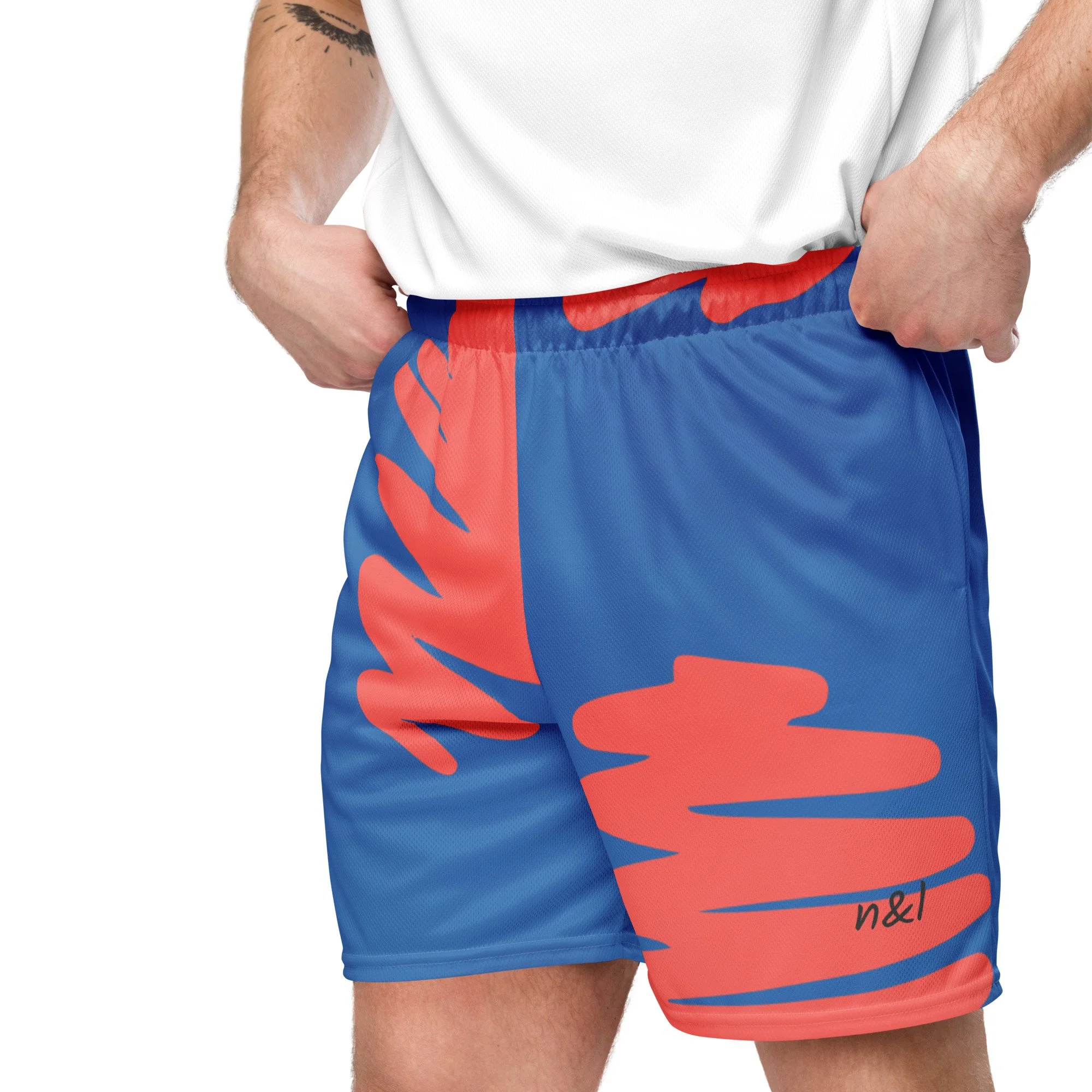 Orange & Blue mesh shorts