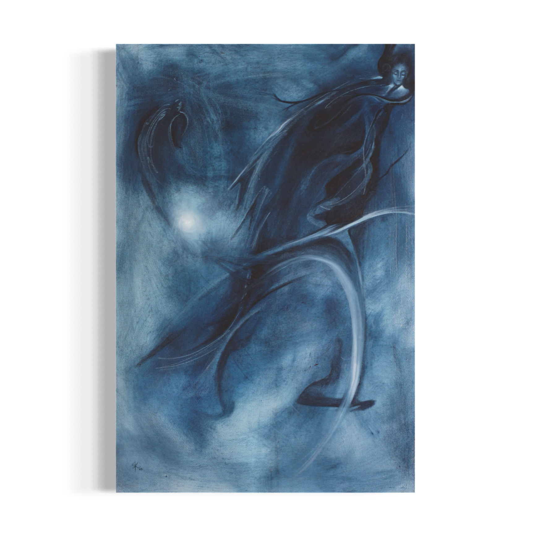 La mujer pájaro sueña con volar, 2025. Oil on canvas - 60.5 x 40 cm