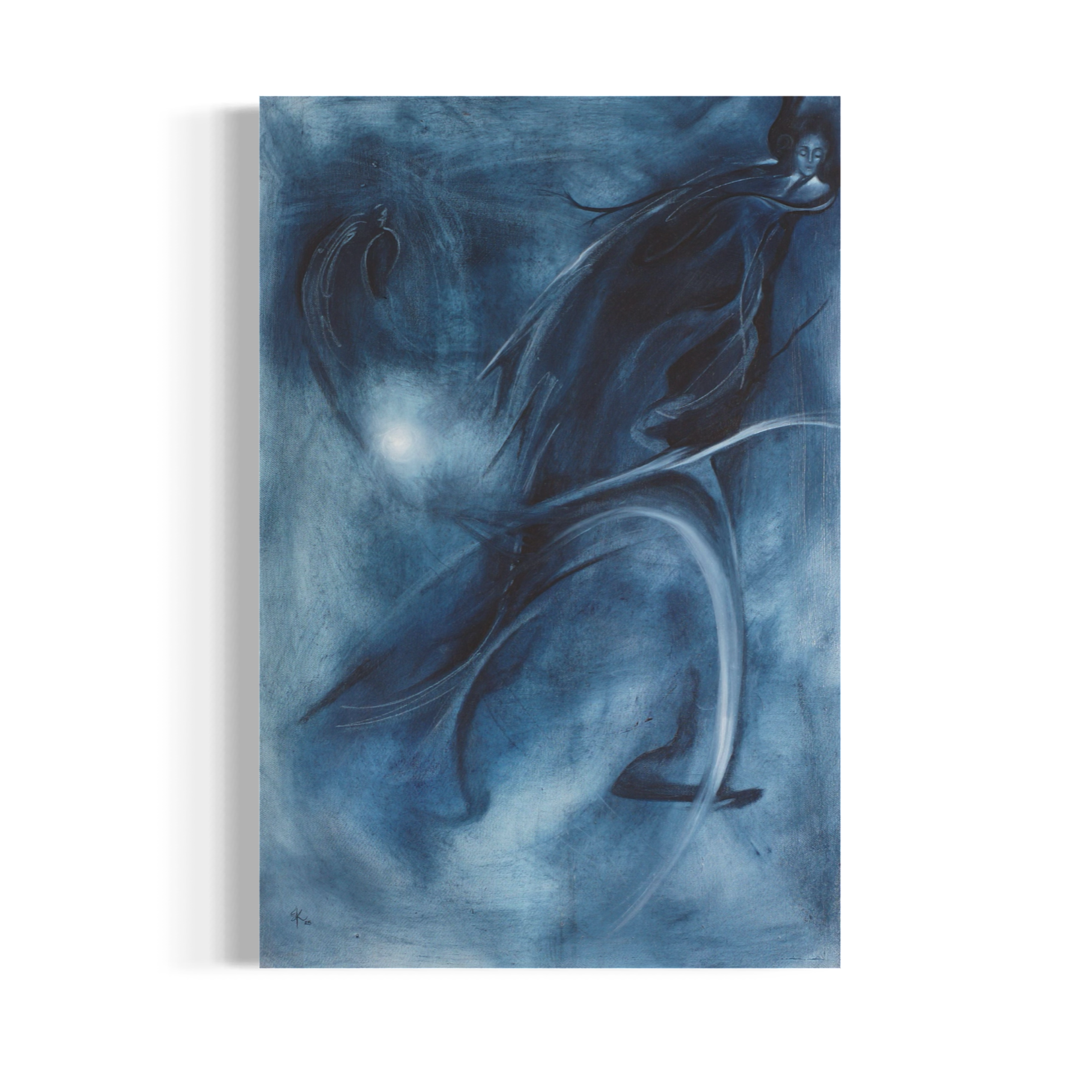 La mujer pájaro sueña con volar, 2025. Oil on canvas - 60.5 x 40 cm