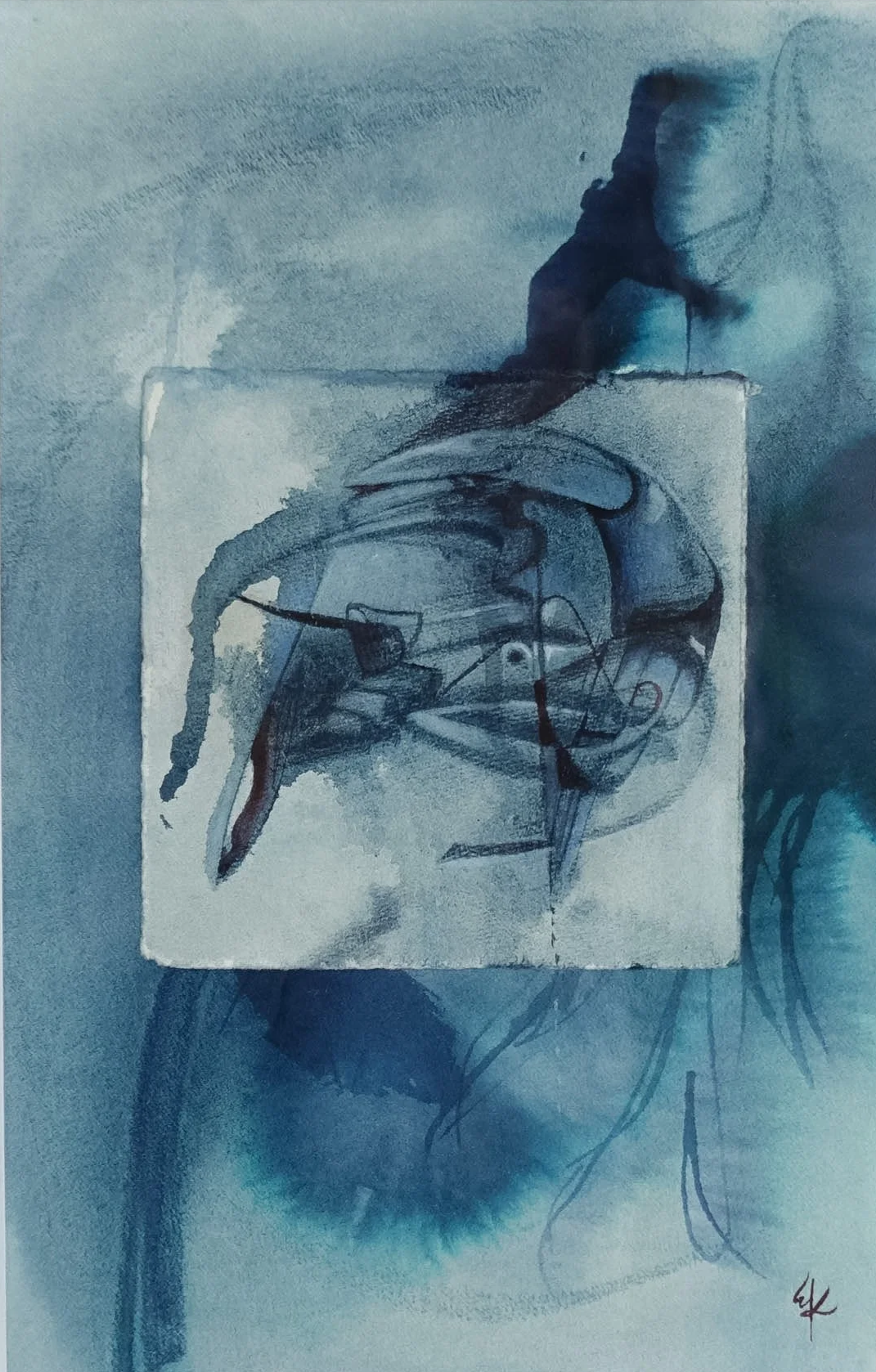 Memoria de la forma I, 2025. Mixed media on paper - 30 x 19 cm 
