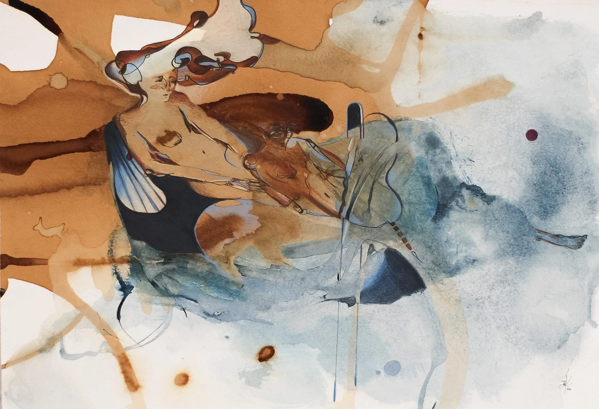 Cuidar de mi sombra, 2026. Mixed media on paper - 28.5 x 41 cm
