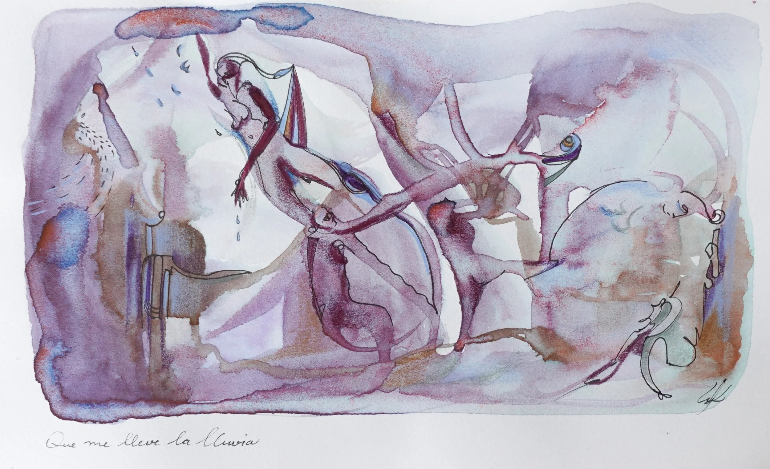 Que me lleve la lluvia, 2026. Mixed media on paper - 12.5 x 20.2 cm