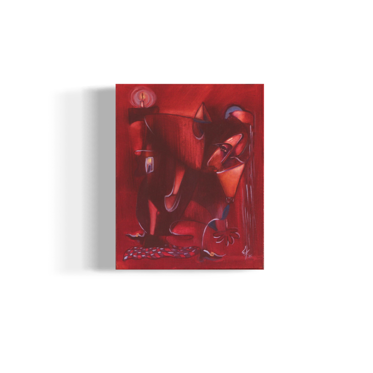 Suspenso bajo la lluvia, 2025. Oil on canvas - 60.5 x 40 cm