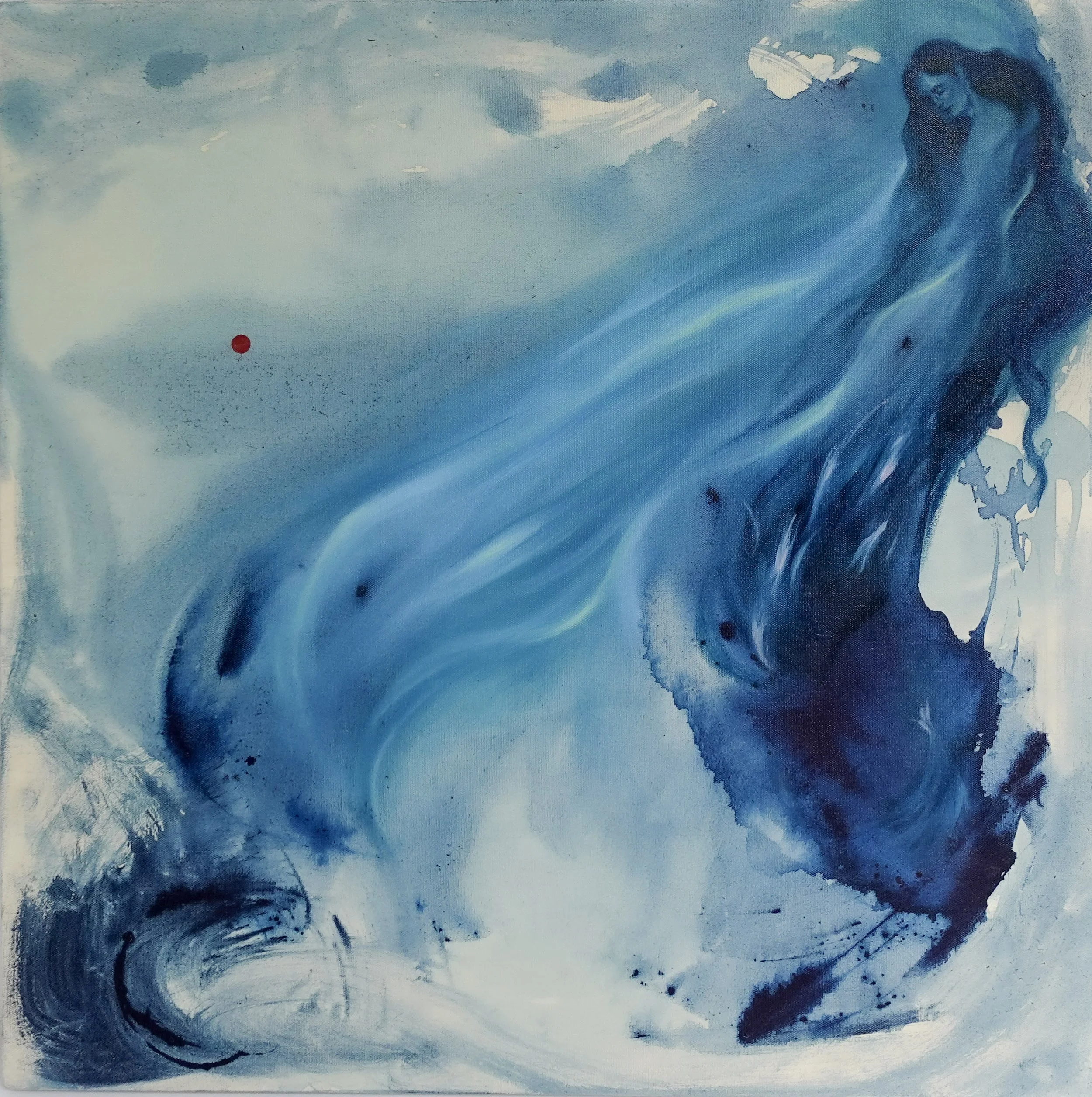 Ser agua, 2026. Mixed media on canvas - 60 x 60 cm