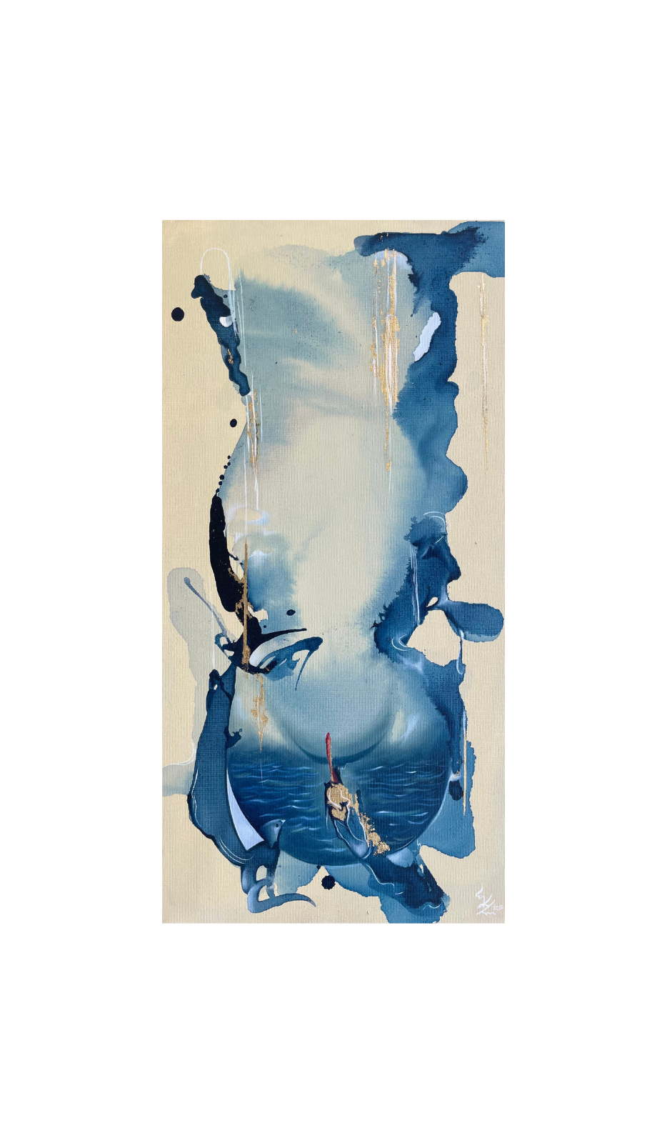 Contemplación de lo invisible, 2025. Mixed media on canvas - 60 x 30 cm