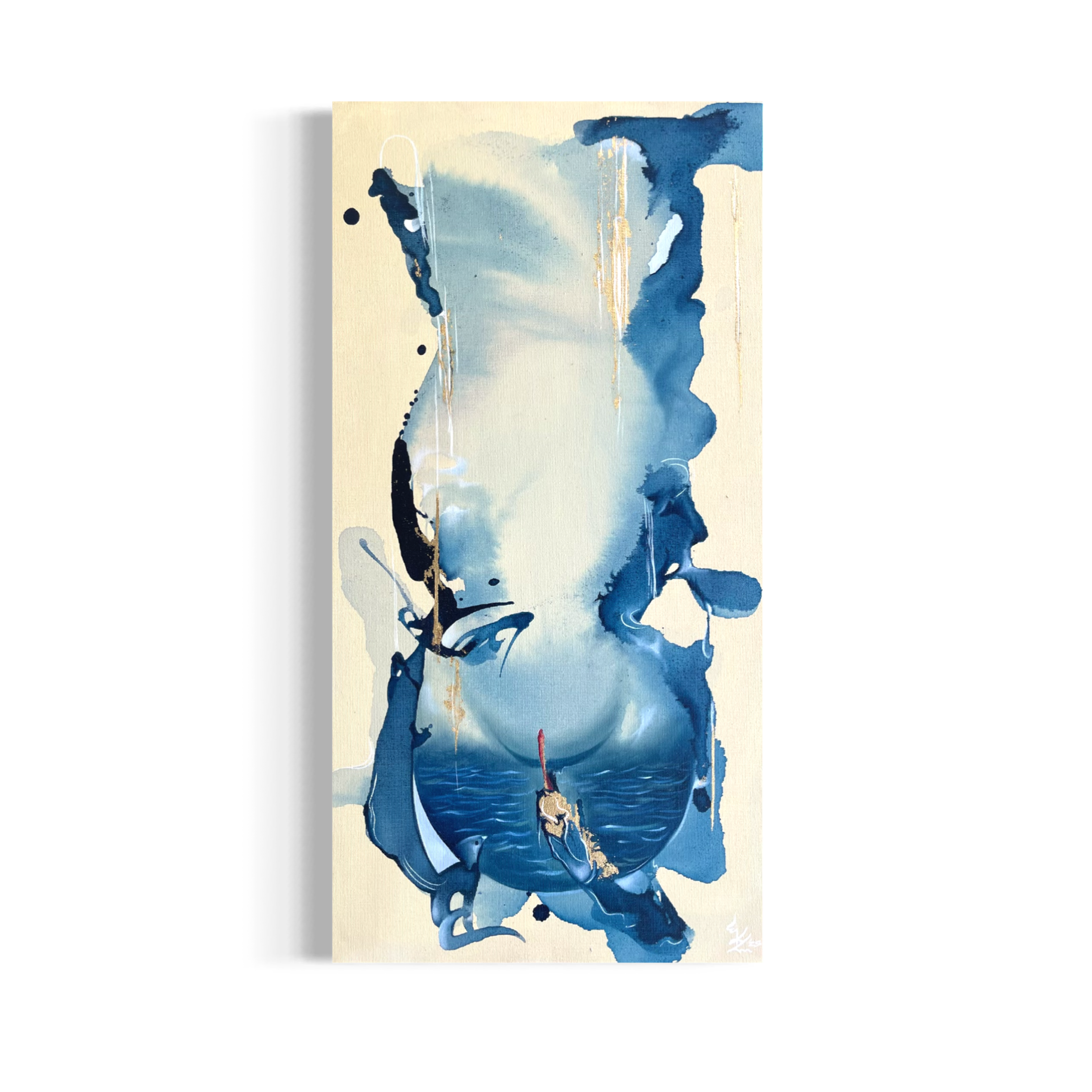 Contemplación de lo invisible, 2025. Mixed media on canvas - 60 x 30 cm