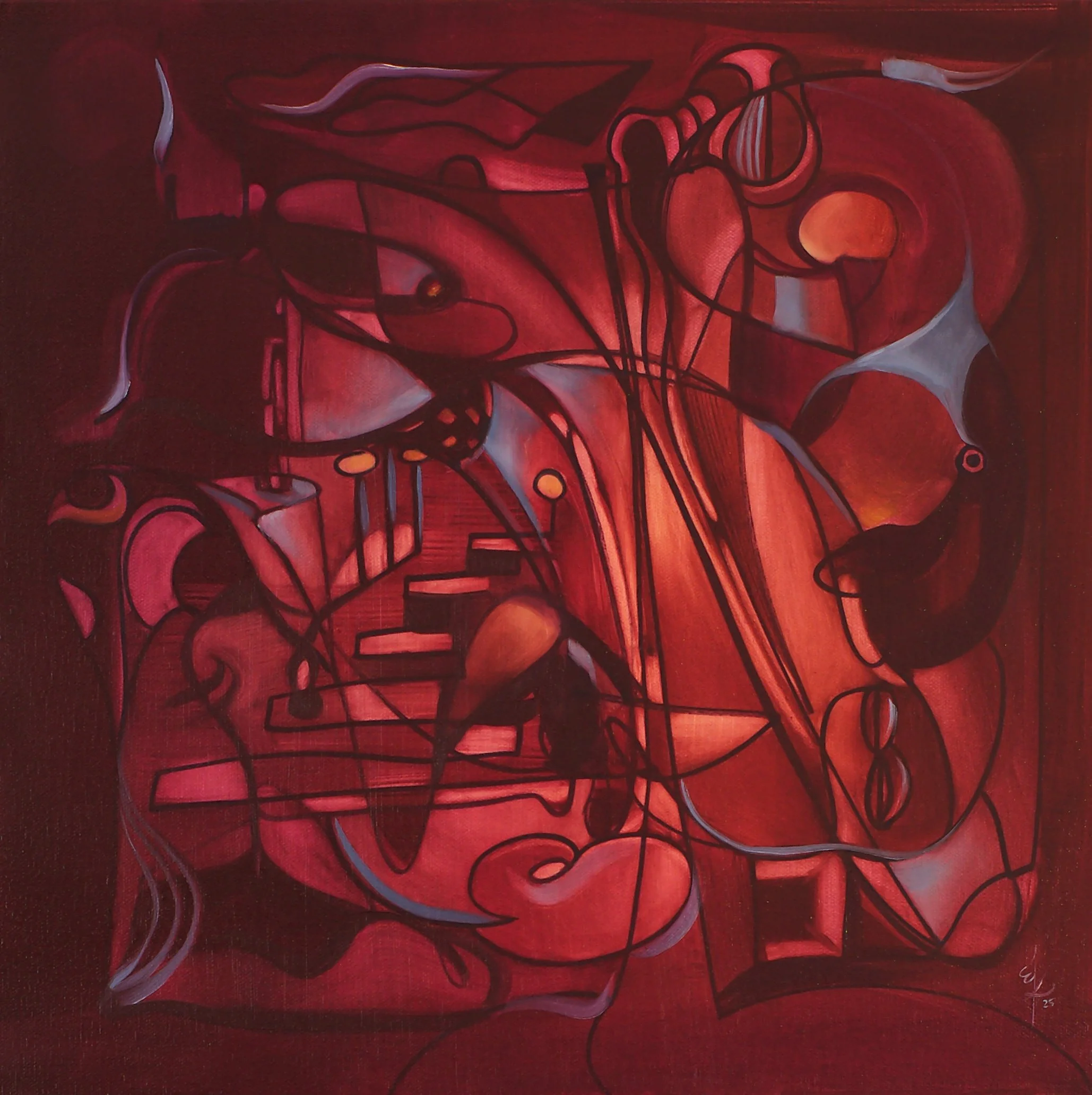 Melodía interior: Cartografías internas, 2025. Oil on canvas - 40 x 40 cm
