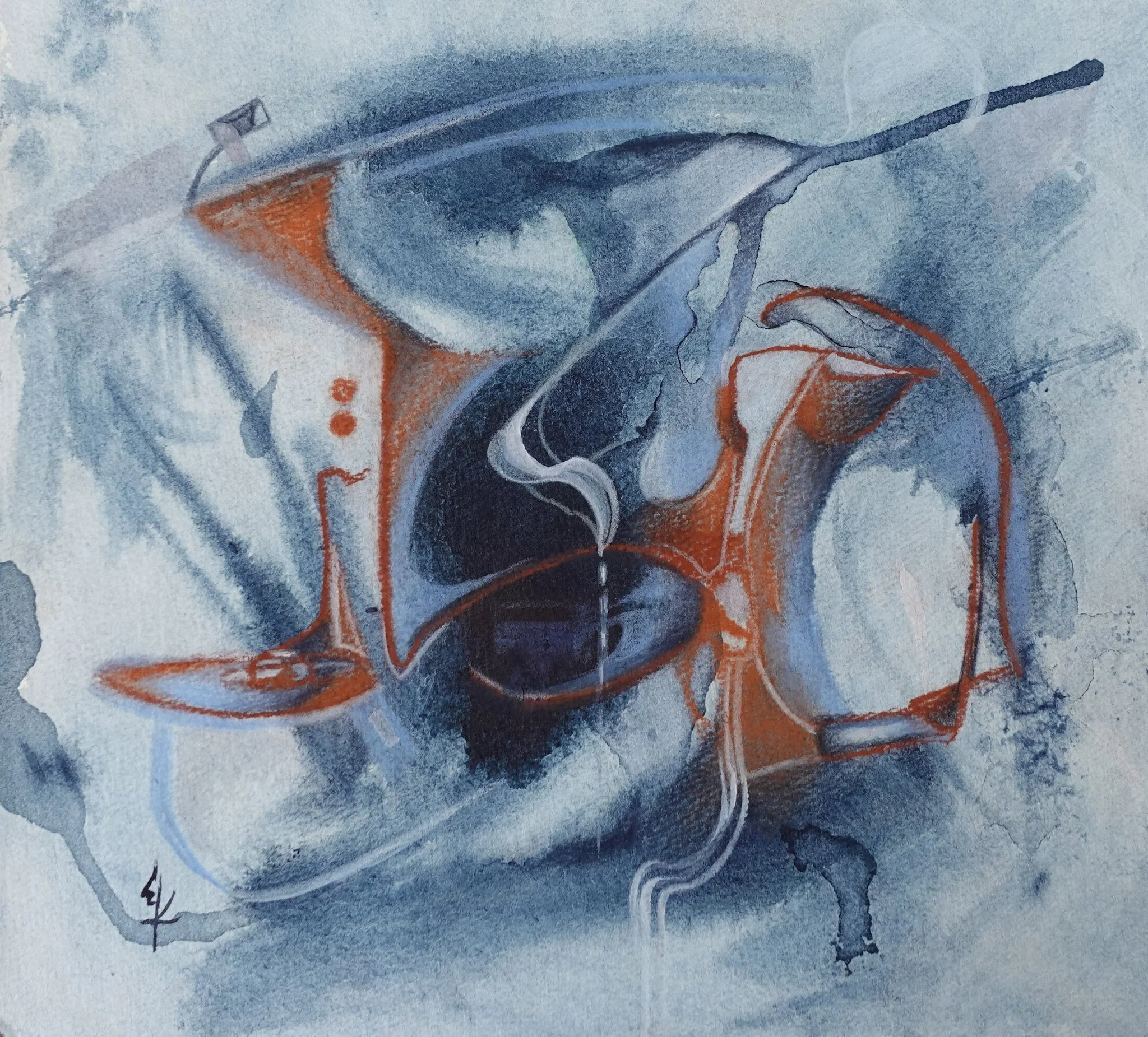 Memoria de la forma I, 2025. Mixed media on paper - 18.4 x 19.8 cm 