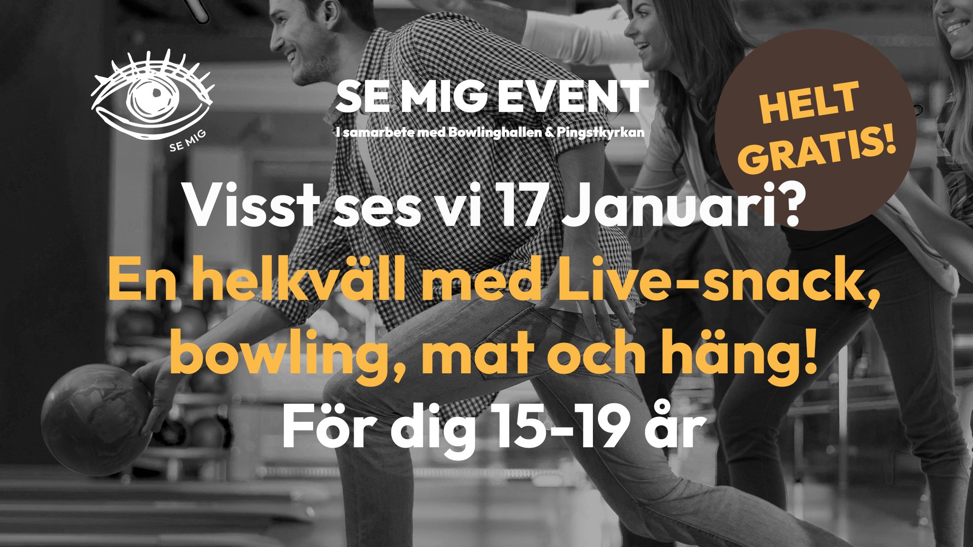 Föreläsning för alla, gratis bowling & mat för unga 15-19 år