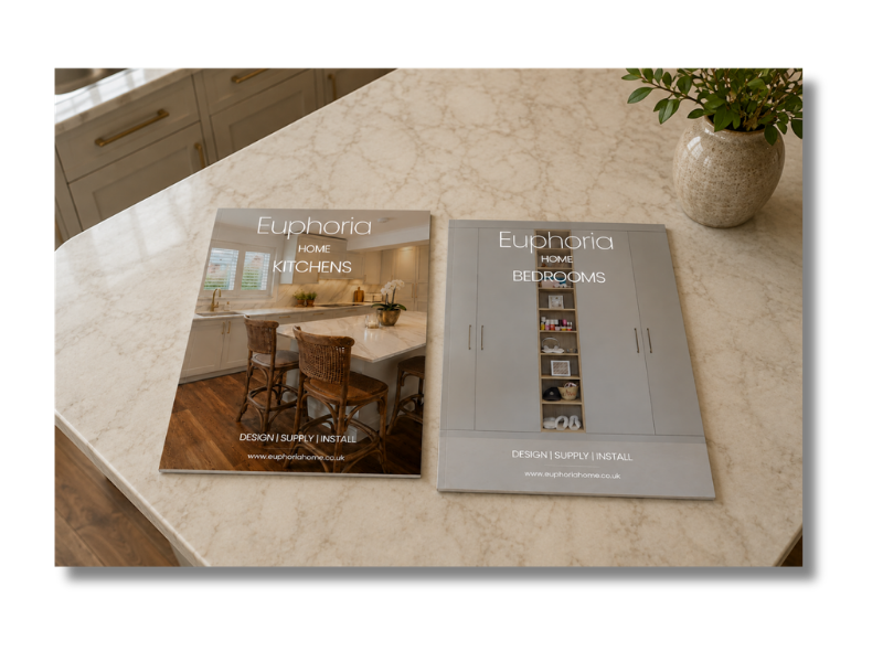 Image of two brochures on a kitchen counter