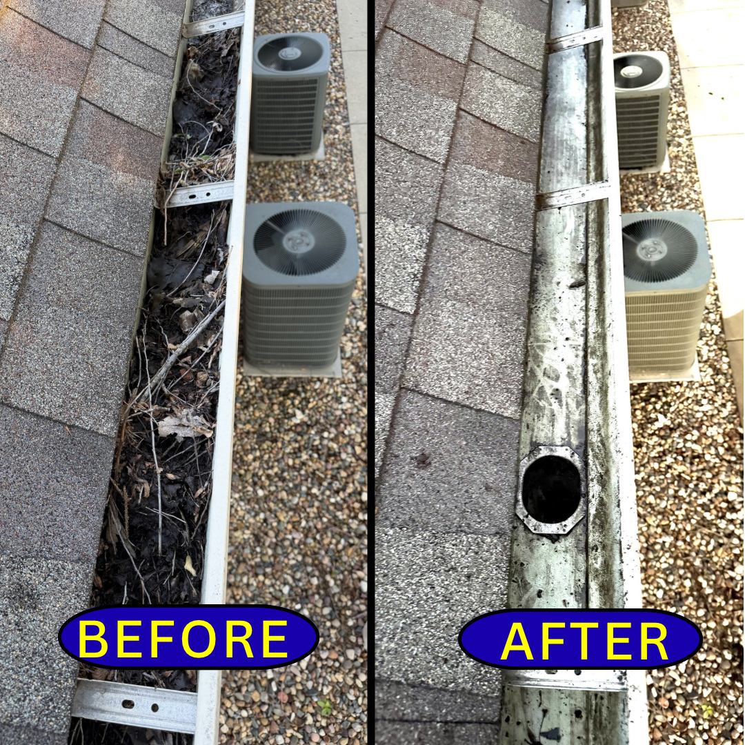 Central Illinois gutter cleaning service progress