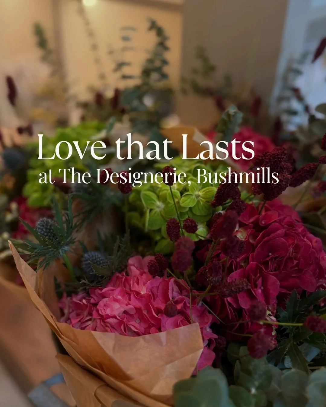 Valentines flowers done differently @thedesignerieshop 🌸✨💕

If you&rsquo;re looking for flowers that last well past the weekend, (and right round to next Valentine&rsquo;s Day) then pop down to Bushmills and grab a bunch of fresh blooms designed to