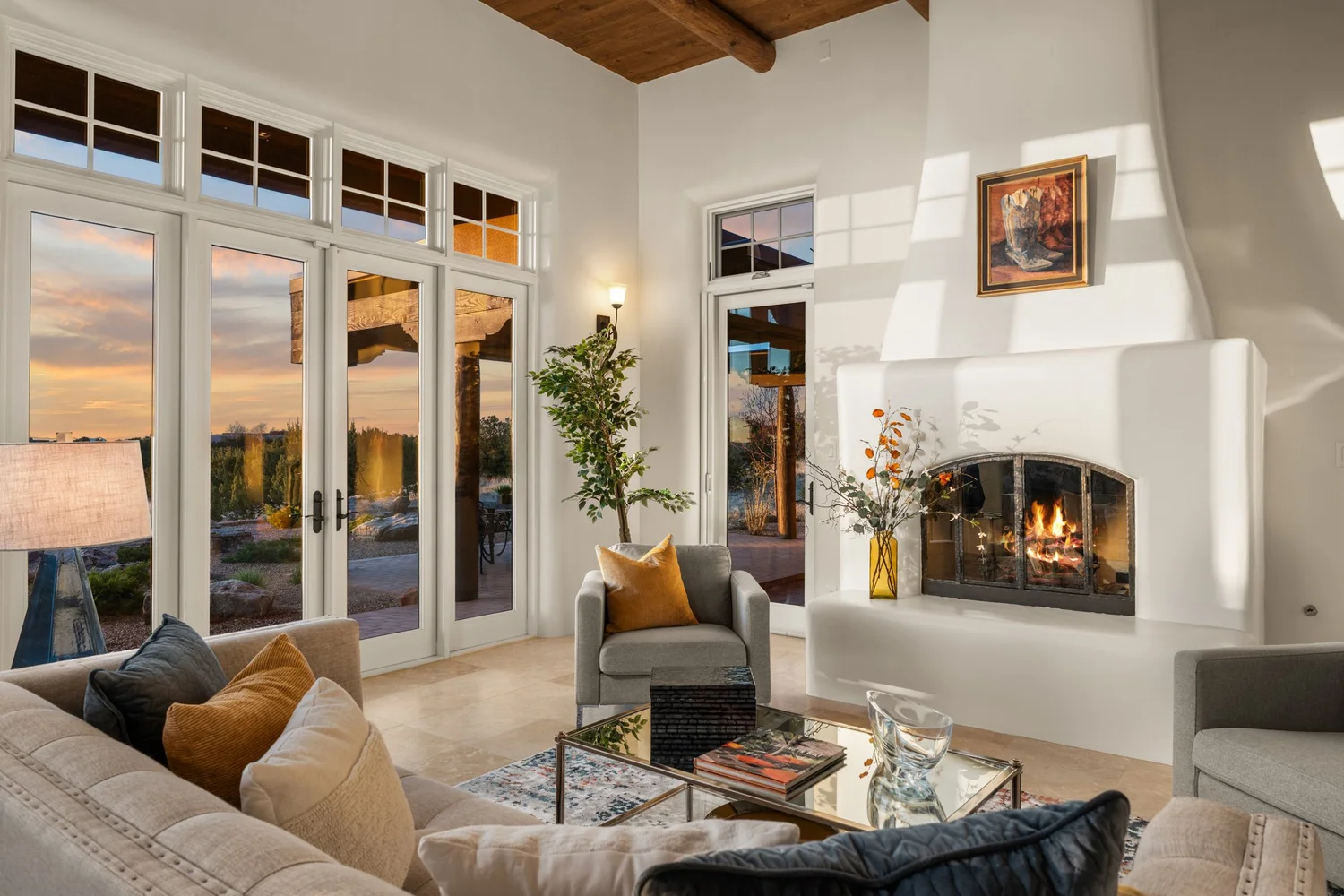 Living room with fireplace