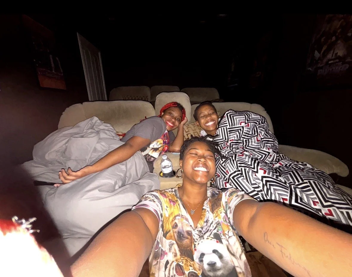 Kenya Brown spending time with friends for a movie night.