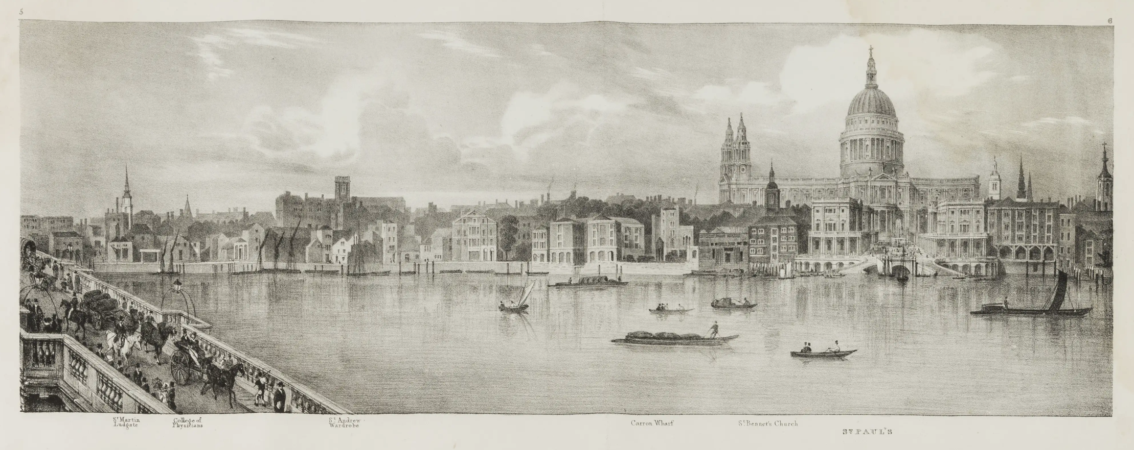 "London Panorama" by Thomas Mann Baynes. In  A Lithographic Sketch of the North Bank of the Thames, 1825