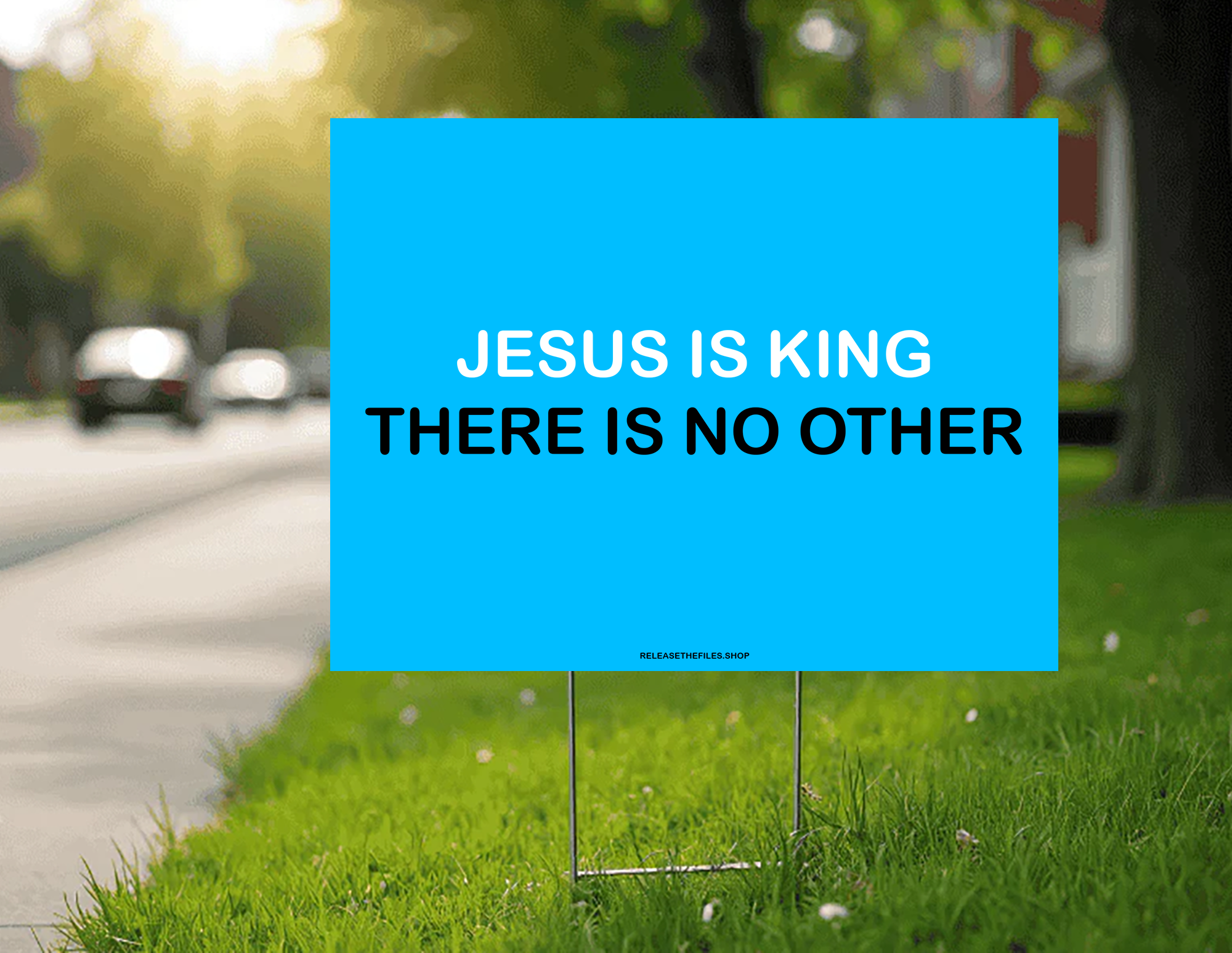 Jesus is King Sign Blue.png
