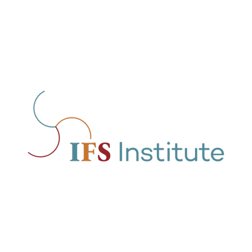 Logo of IFS Institute with colorful curved lines and text on a black background.