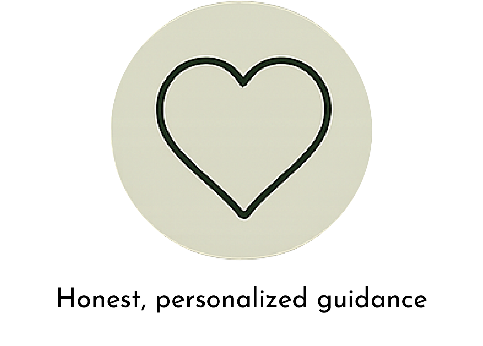 A white round button with a black outline of a heart in the center.