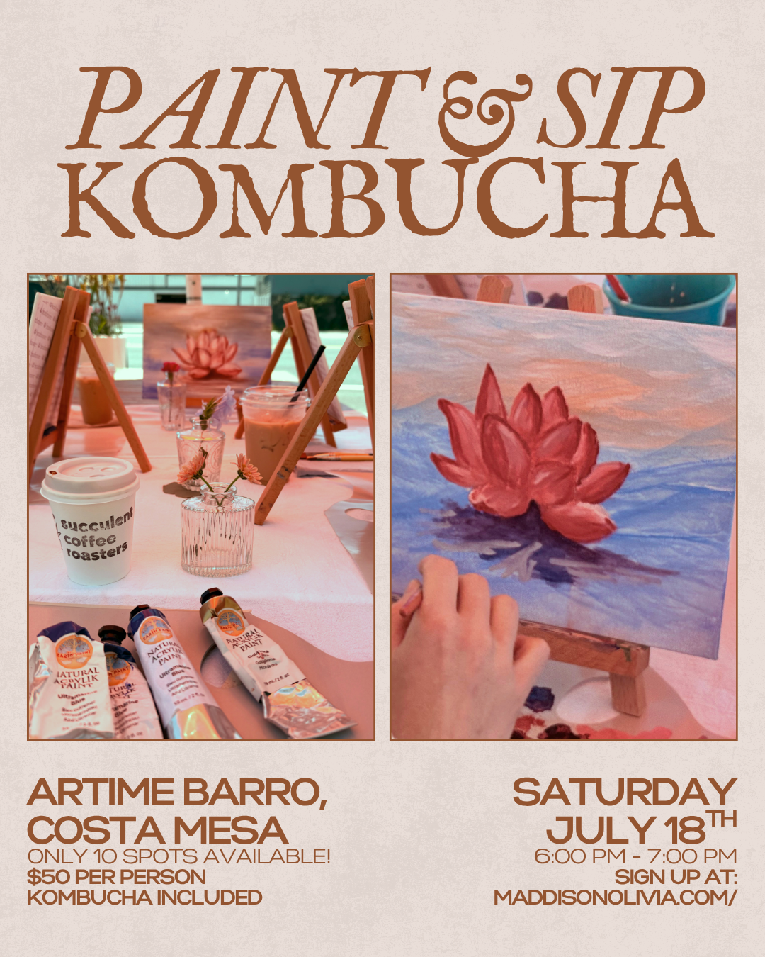 Saturday, July 18th Lotus Flower Paint & Sip