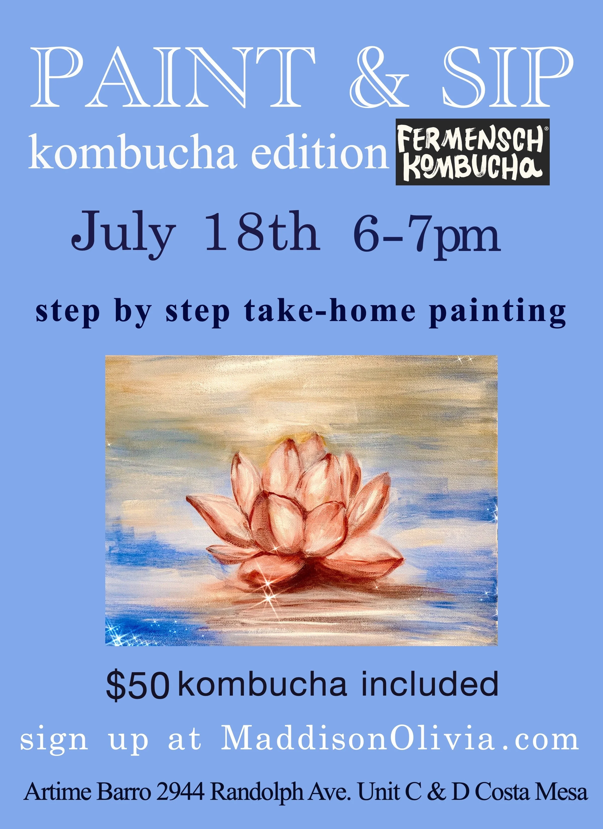 Saturday, July 18th Lotus Flower Paint & Sip