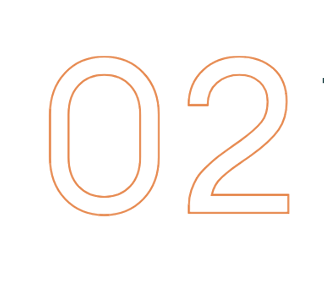 Number 02 in orange outline on a white background