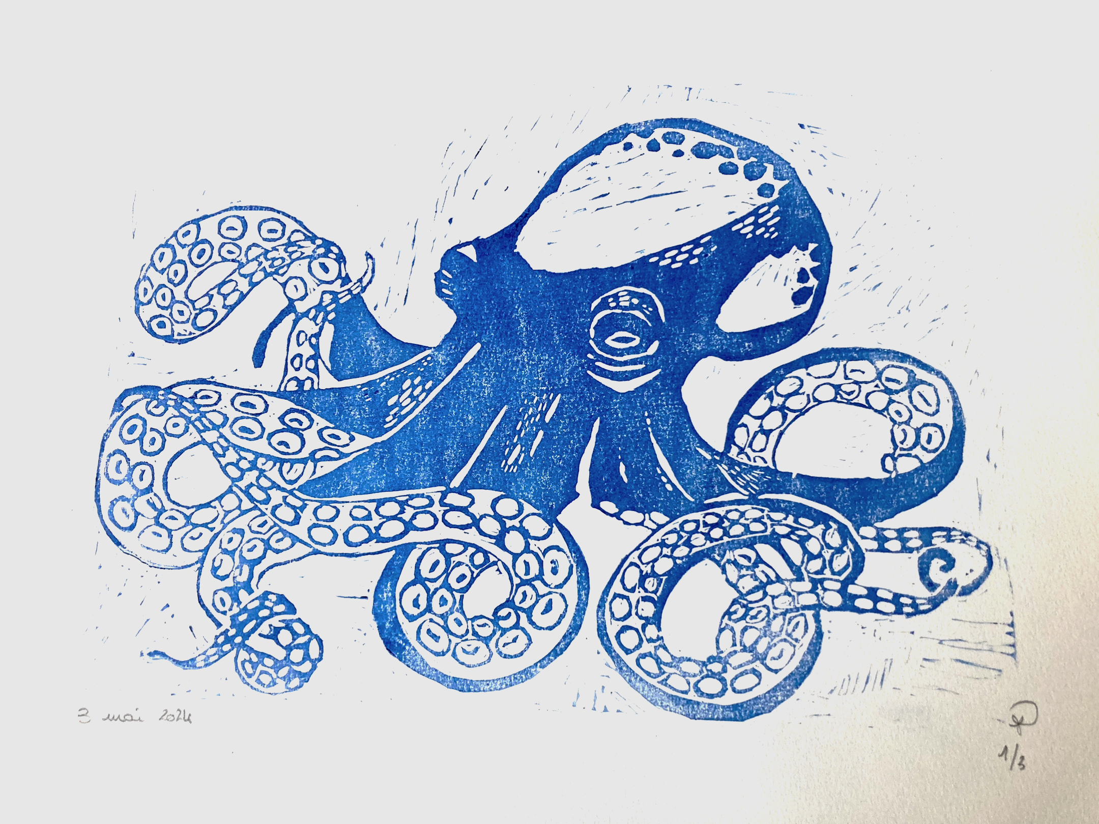 Poulpe Linogravure