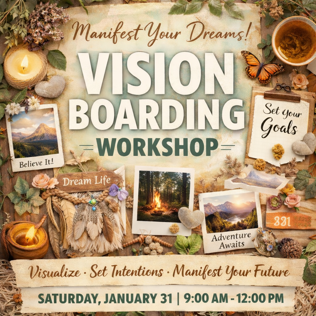 Vision Boarding Workshop to manifest your dreams focusing on beautiful, adventure, heart and soul filled images focusing on visualization, intention setting, and manifestation held in Ballston Spa, NY on Saturday January 31 at 9am