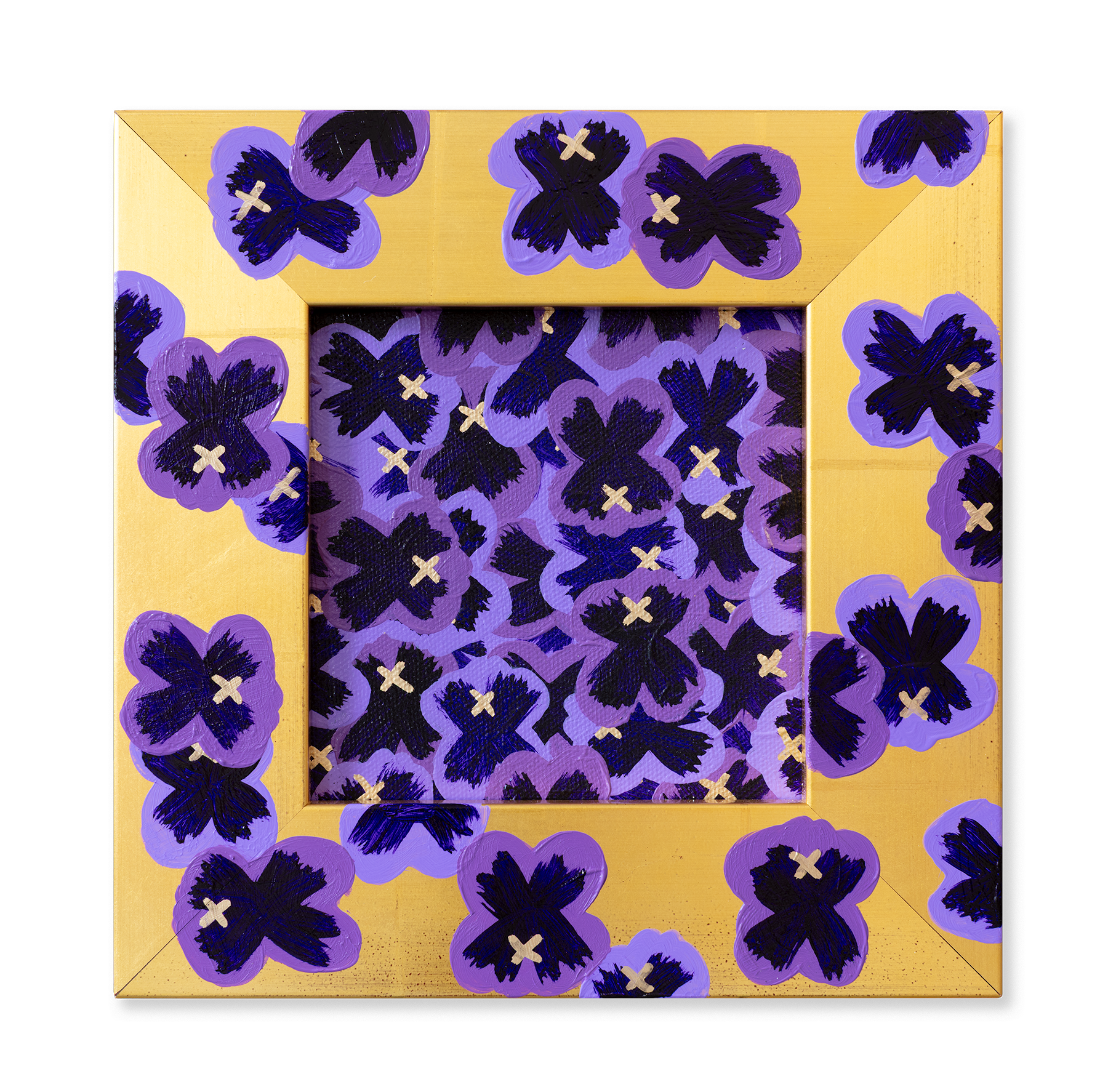 5" Framed Pansy Painting