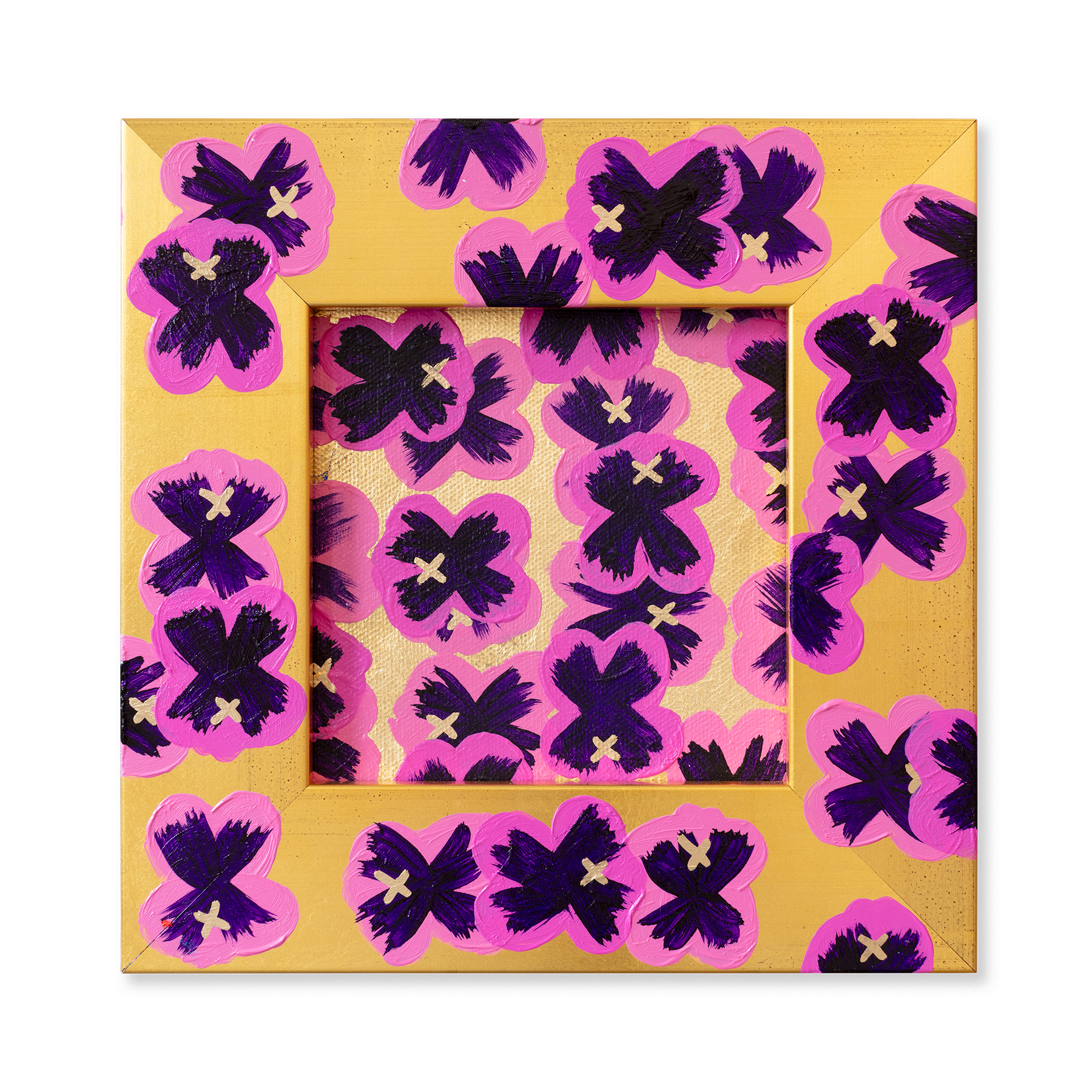 5" Framed Pansy Painting
