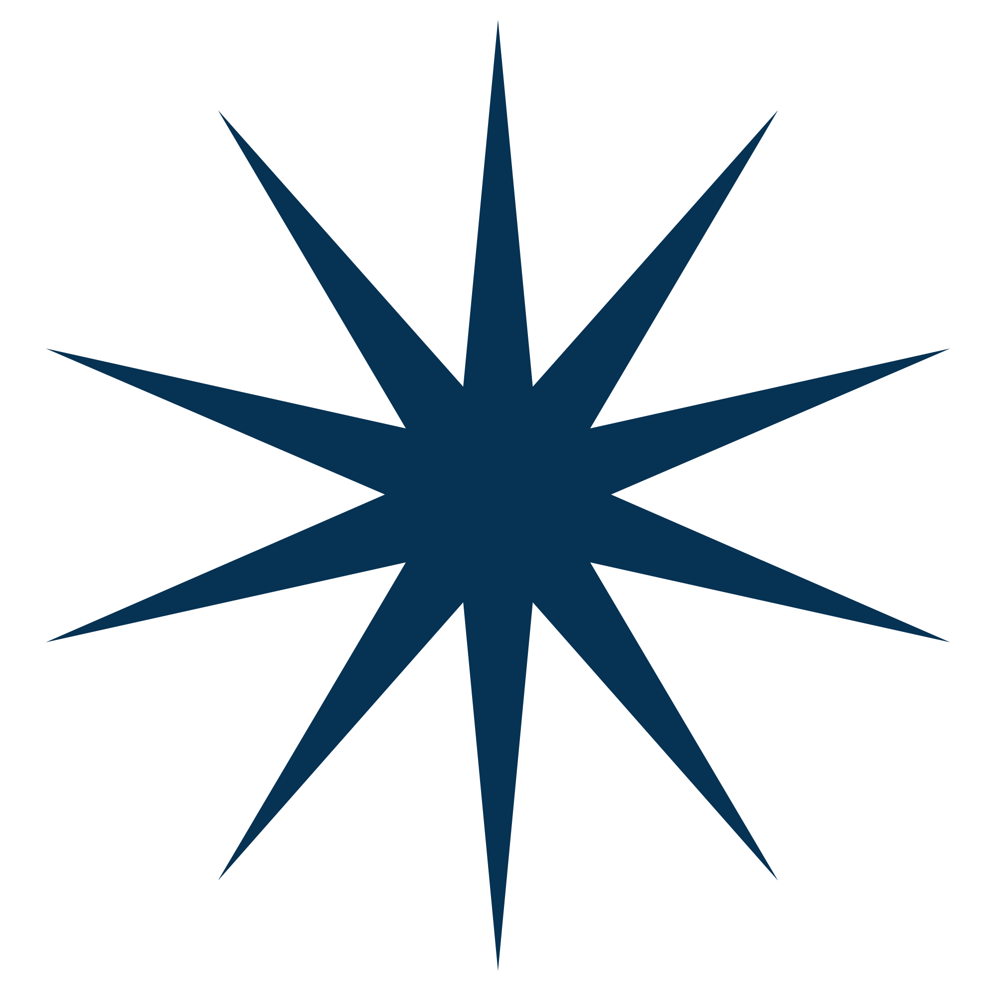 Star-shaped blue graphic with multiple points extending outward.