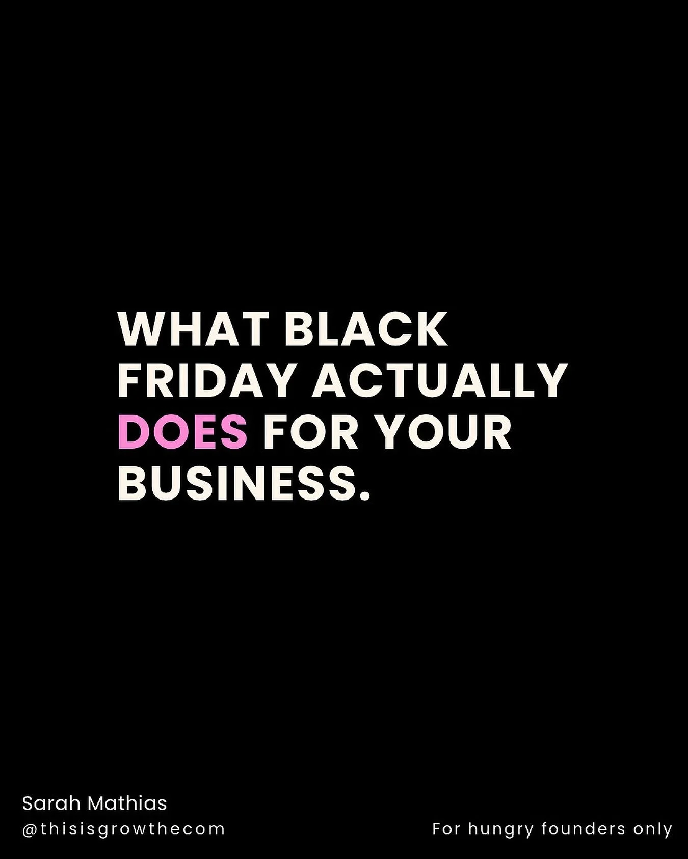 It&rsquo;s not just about sales. Black Friday can change the trajectory of your business.

Here&rsquo;s a brief summary of how...

1️⃣Customer Recruitment
Turns followers and browsers into buyers. The top of your funnel gets a serious boost.

2️⃣Cust