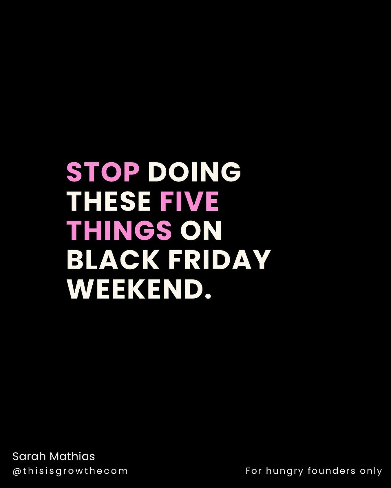 Want better results this Black Friday? Start by avoiding these mistakes:

📧 Not emailing enough
Your audience&rsquo;s inbox will be full. If you&rsquo;re sending one email, it will get lost.

🛍️ Making your offer too complicated
25% off category A,