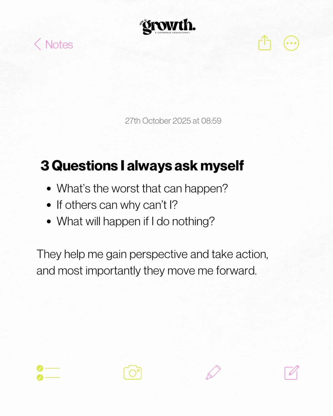 If you&rsquo;re sat umming and arring over anything right now, this is for you! 

I revisit these questions whenever I feel indecision or doubt creep in. And every single time they help me reach a conclusion. 

But a conclusion is only great when you